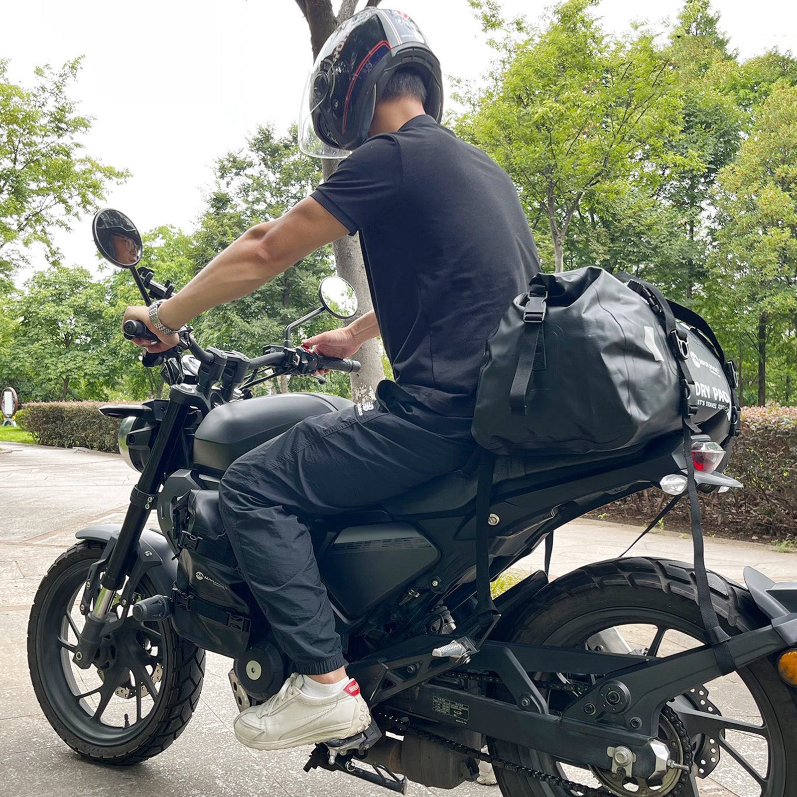 Motorcycle Universal Saddlebag Side Storage Tail Bag Pu Luggage 80L Black