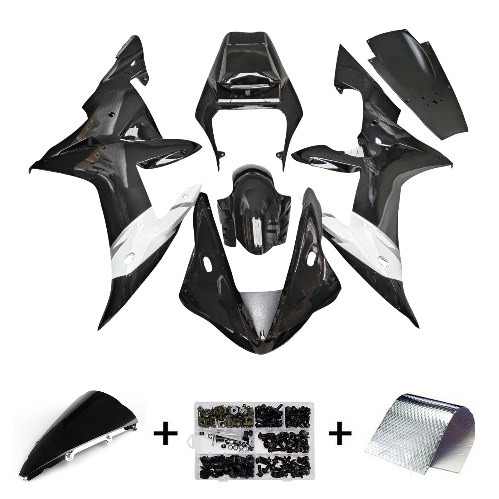 Amotopart 2002-2003 Yamaha YZF-R1 Black Fairing Kit