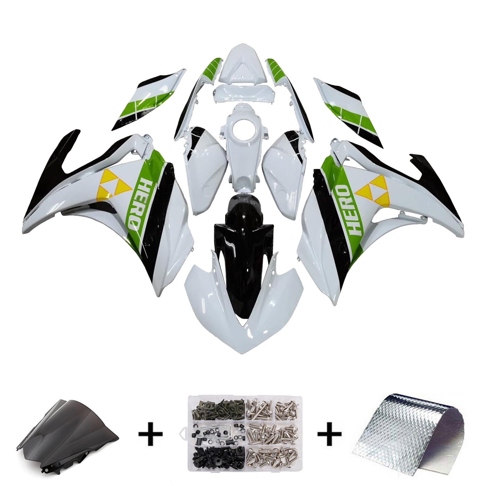 Amotopart Yamaha 2014-2018 YZF R3 2015-2017 YZF R25 White Fairing Kit