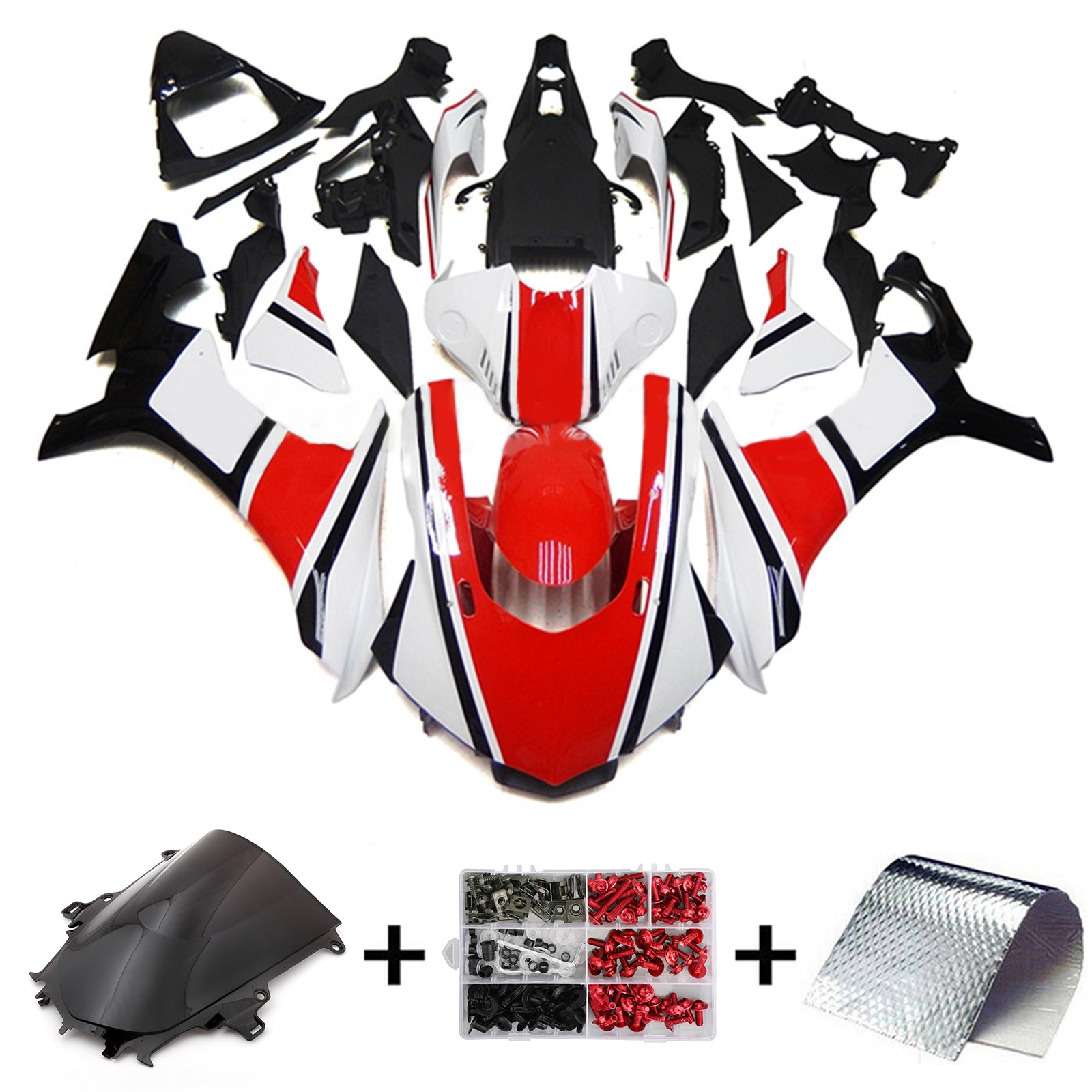 Amotopart Yamaha YZF 1000 R1 2015-2019 Red & White Fairing Kit