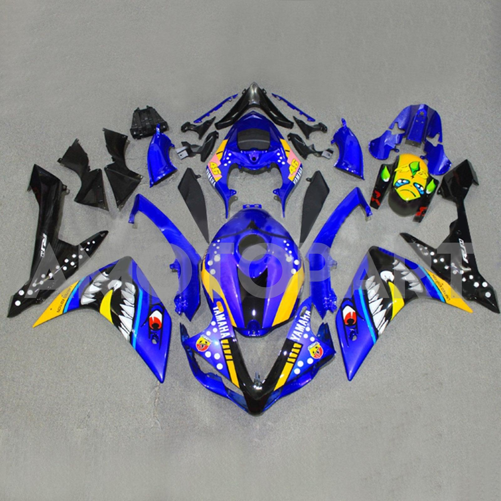 Amotopart 2007-2008 Yamaha YZF 1000 R1 Blue&Yellow Shark Teeth Fairing Kit