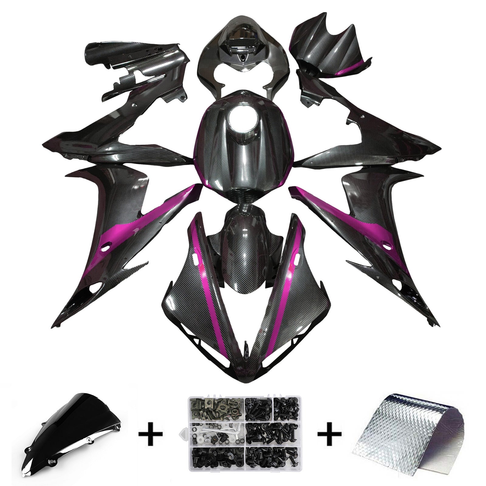 Amotopart 2004-2006 Yamaha YZF-R1 Carbon Fiber Pattern Purple Fairing Kit