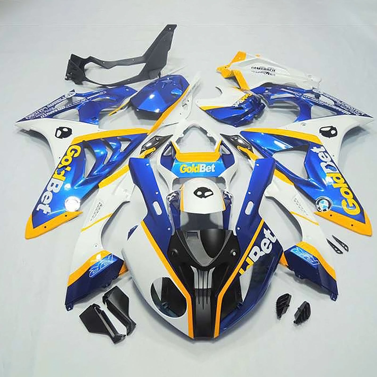 Amotopart 2009-2014 BMW S1000RR Kit de carénage jaune blanc bleu