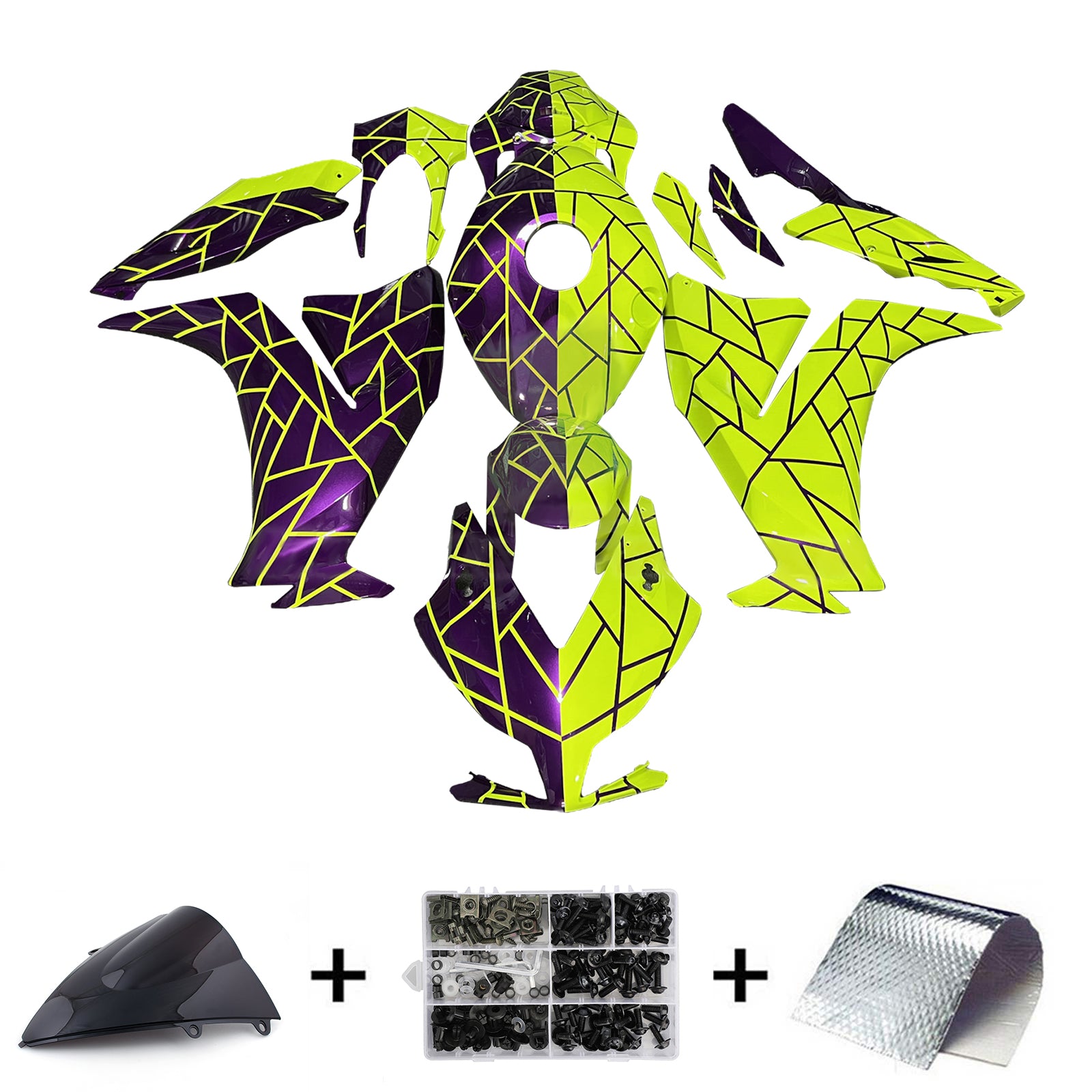 Amotopart 2012-2016 Honda CBR1000rr Kit de carénage jaune violet