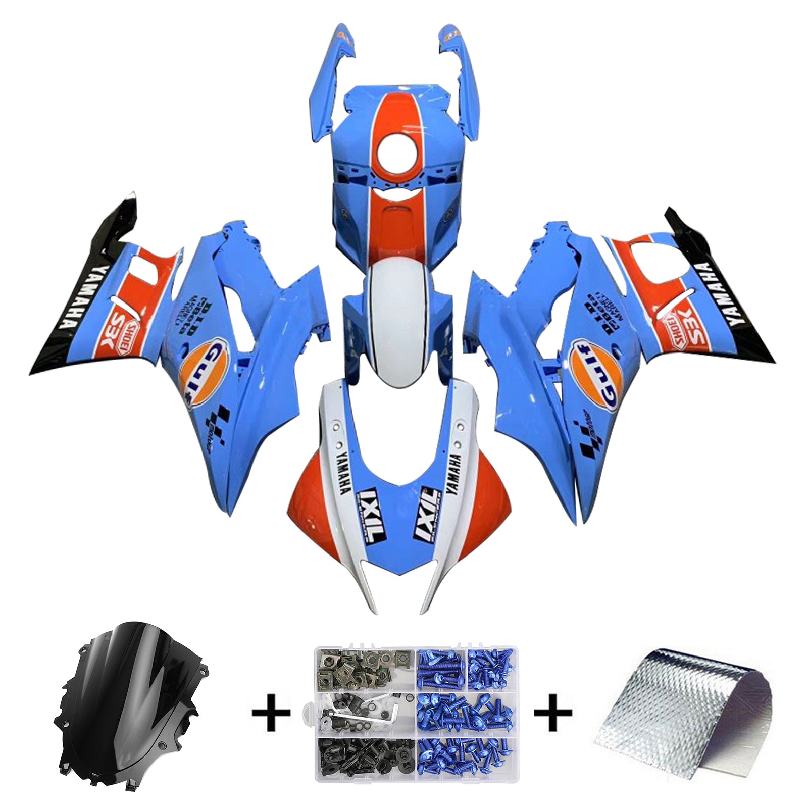 Amotopart Yamaha 2019-2021 YZF R3/YZF R25 Blue & Red Fairing Kit
