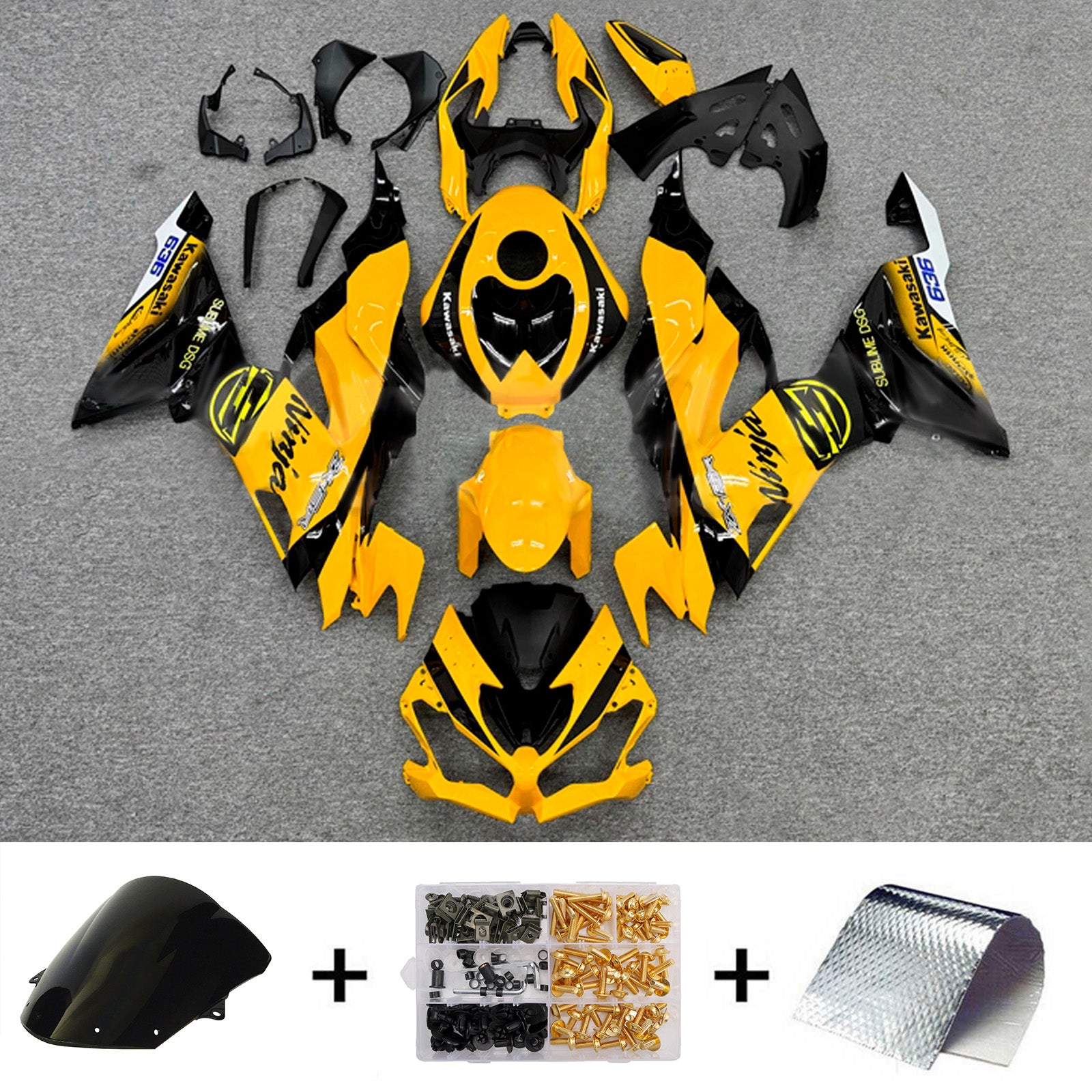 Amotopart 2019-2023 Kawasaki ZX6R Orange Black Fairing Kit