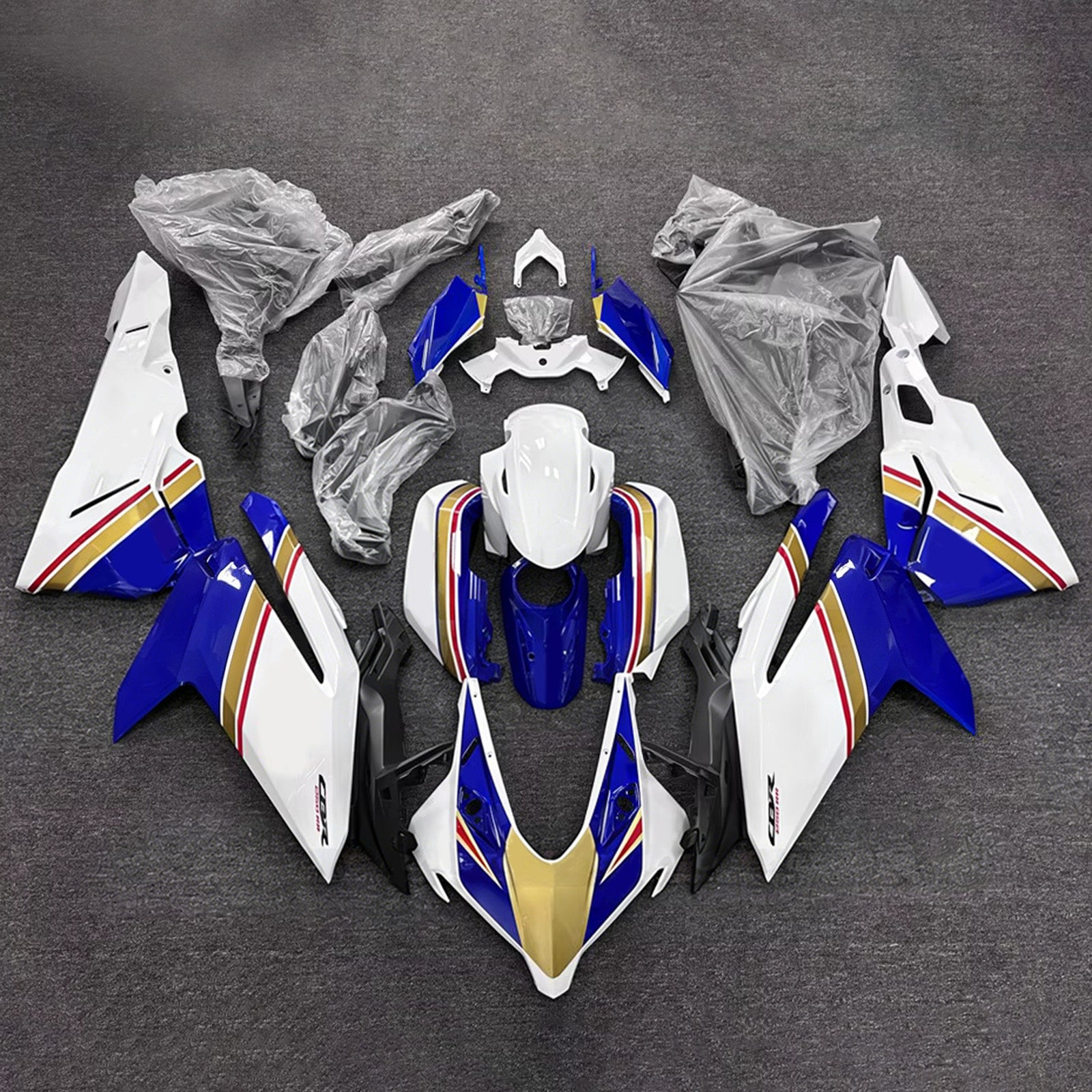 Amotopart 2023–2024 Honda CBR250RR Weiß/Blau Verkleidungsset