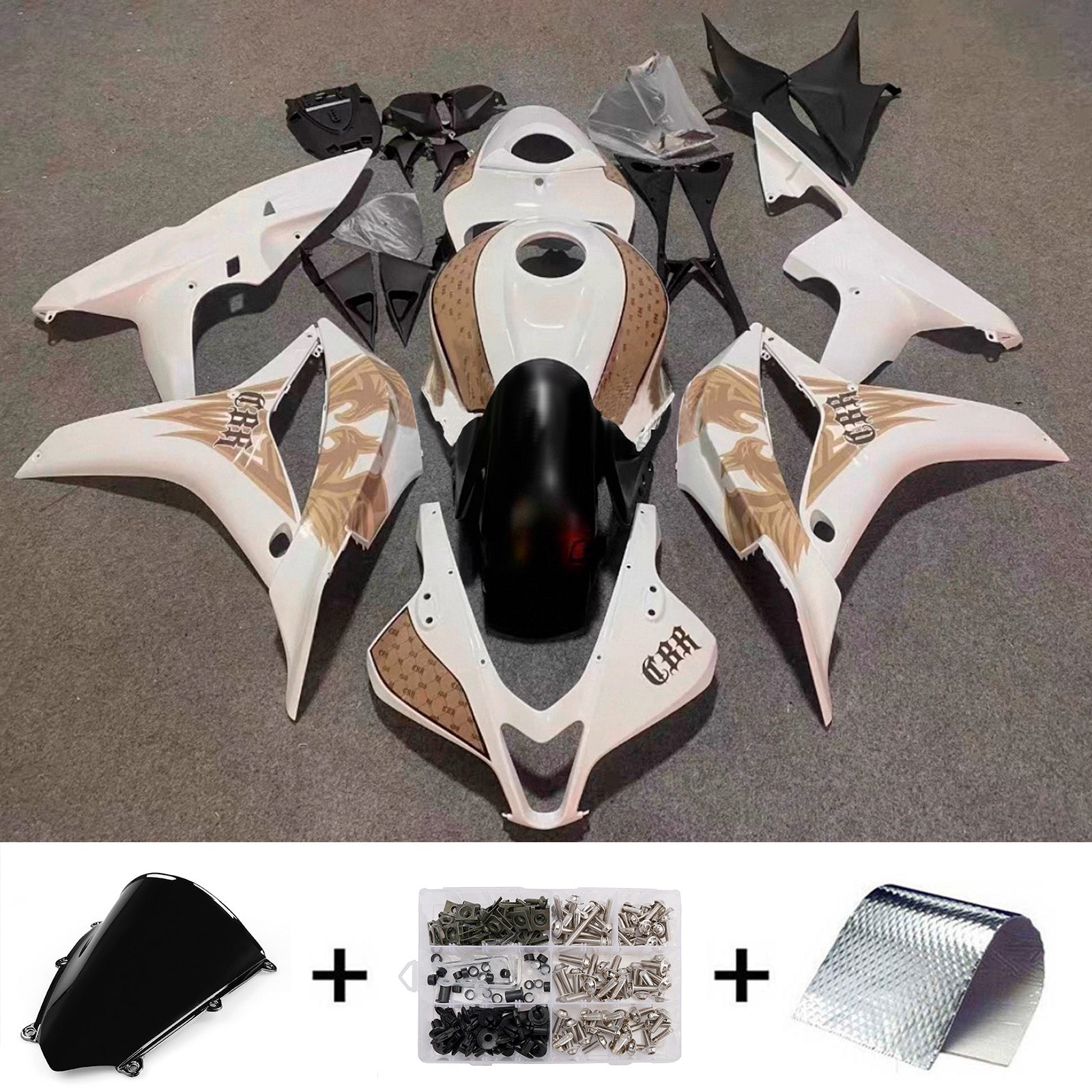 Amotopart 2007-2008 Honda CBR600RR White Khaki Fairing Kit