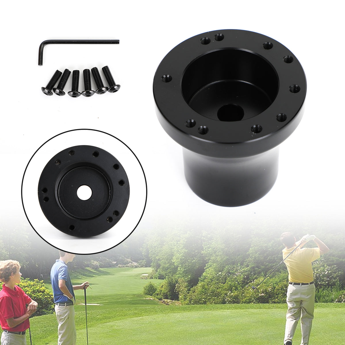 Moyeu d'adaptateur de volant en aluminium pour voiturette de Golf noire Club Car Precedent