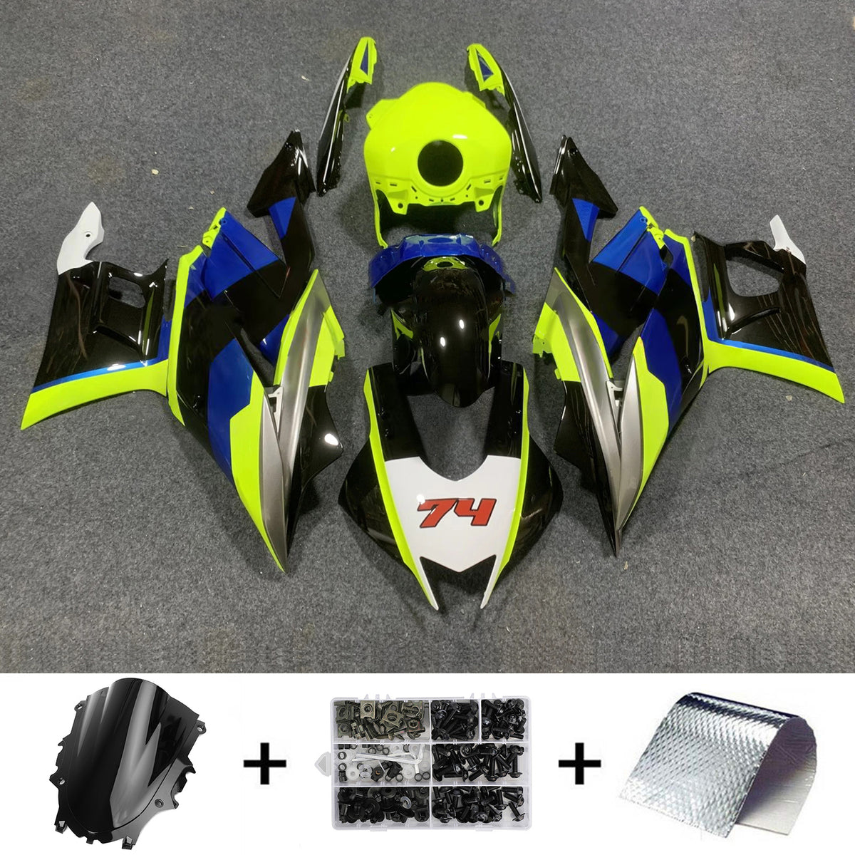 Amotopart 2022-2024 Yamaha YZF-R3 R25 Black Gray Fairing Kit