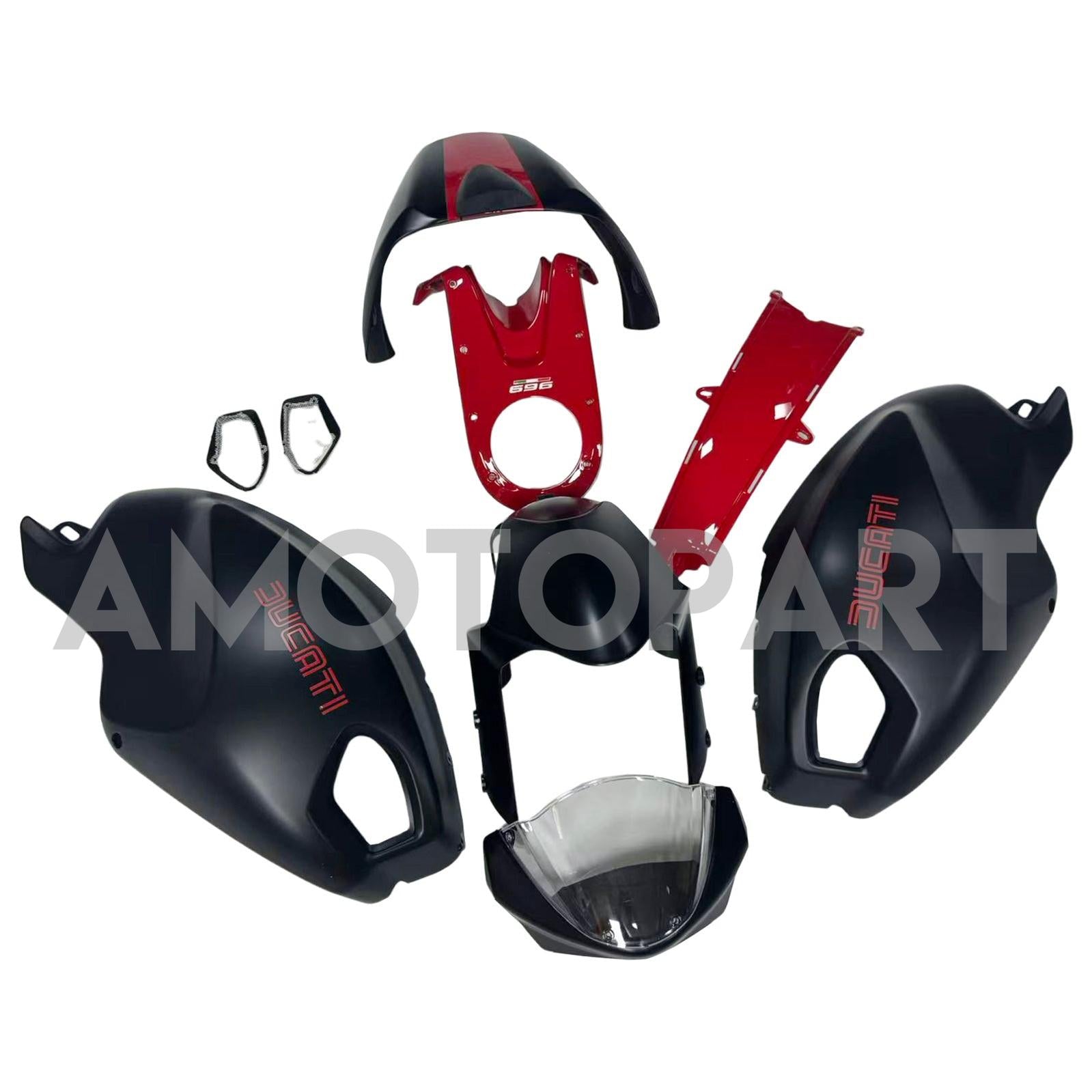 Amotopart alle Jahre Ducati Monster 696/796/1100 S EVO Weiß Rot Verkleidungsset
