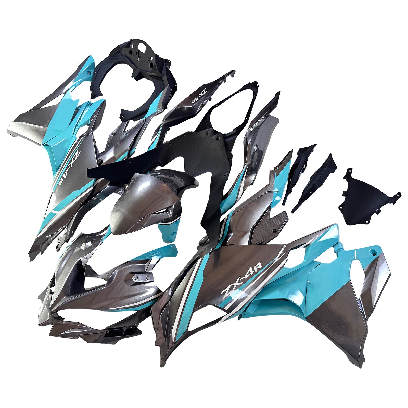 Amotopart 2019-2026 Kawasaki ZX-4R ZX-4RR ZX-25R Silver Blue Fairing Kit