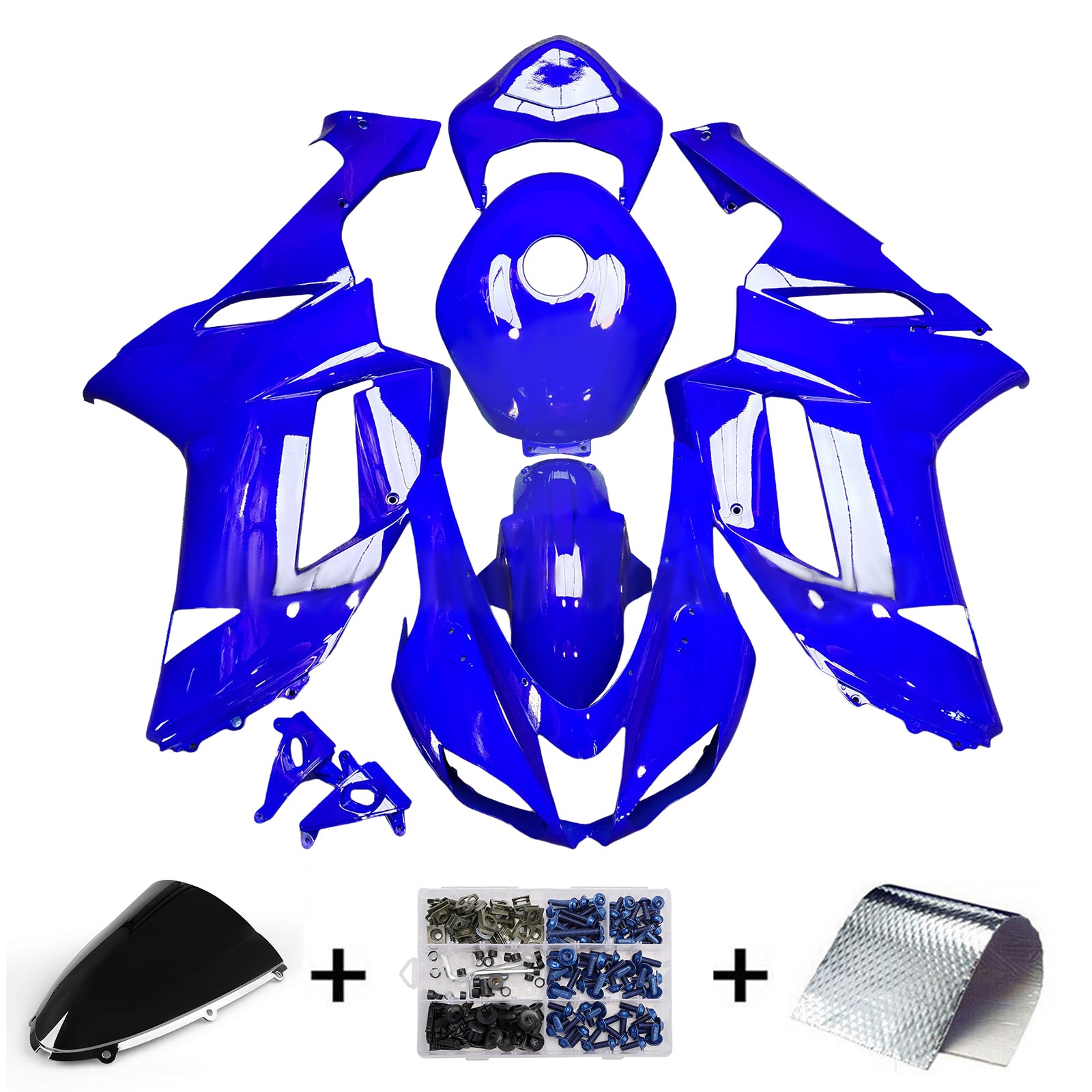Amotopart 2007-2008 Kawasaki ZX6R 636 Blaues Verkleidungskit