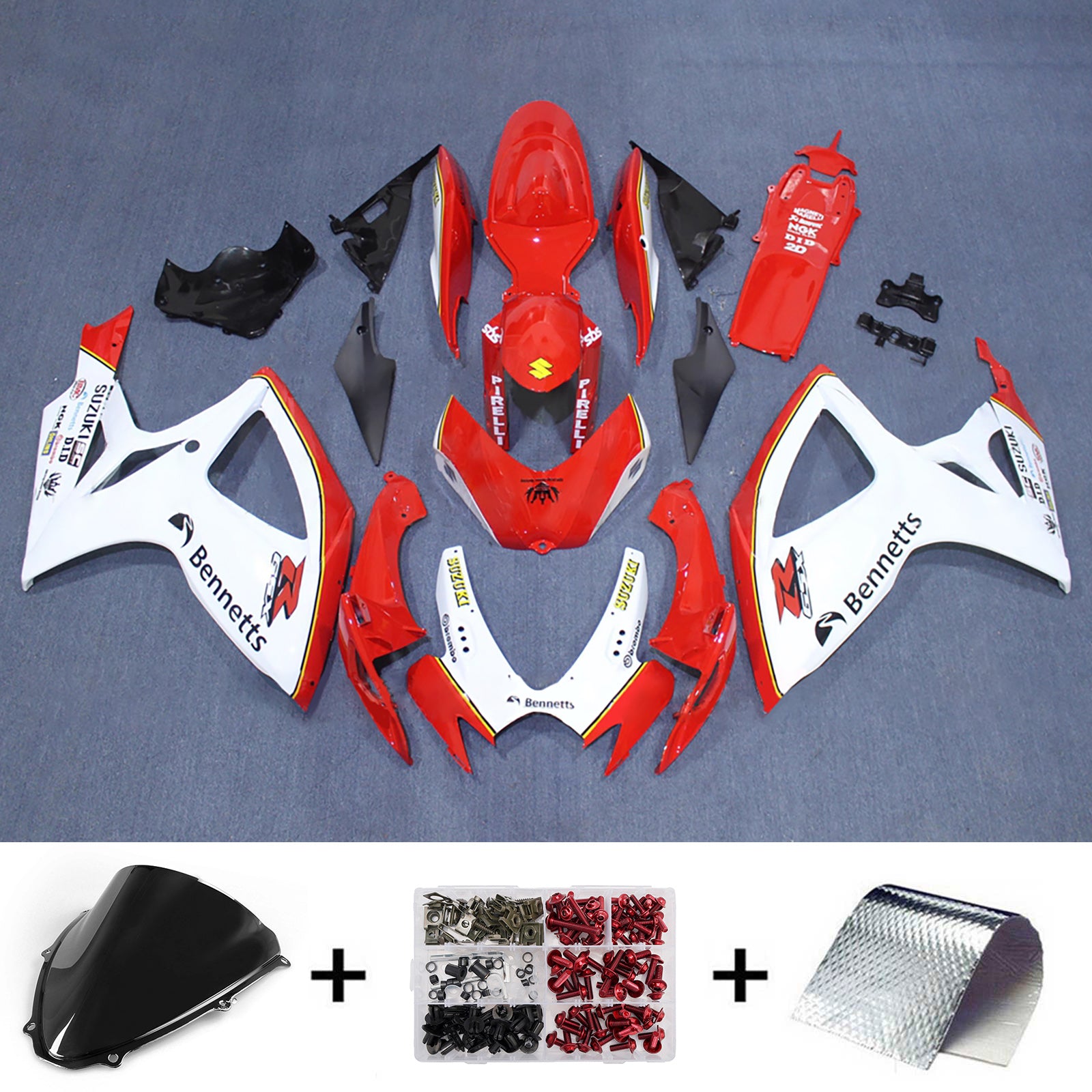 Amotopart 2006-2007 Suzuki GSXR 600/750 Red White Fairing Kit