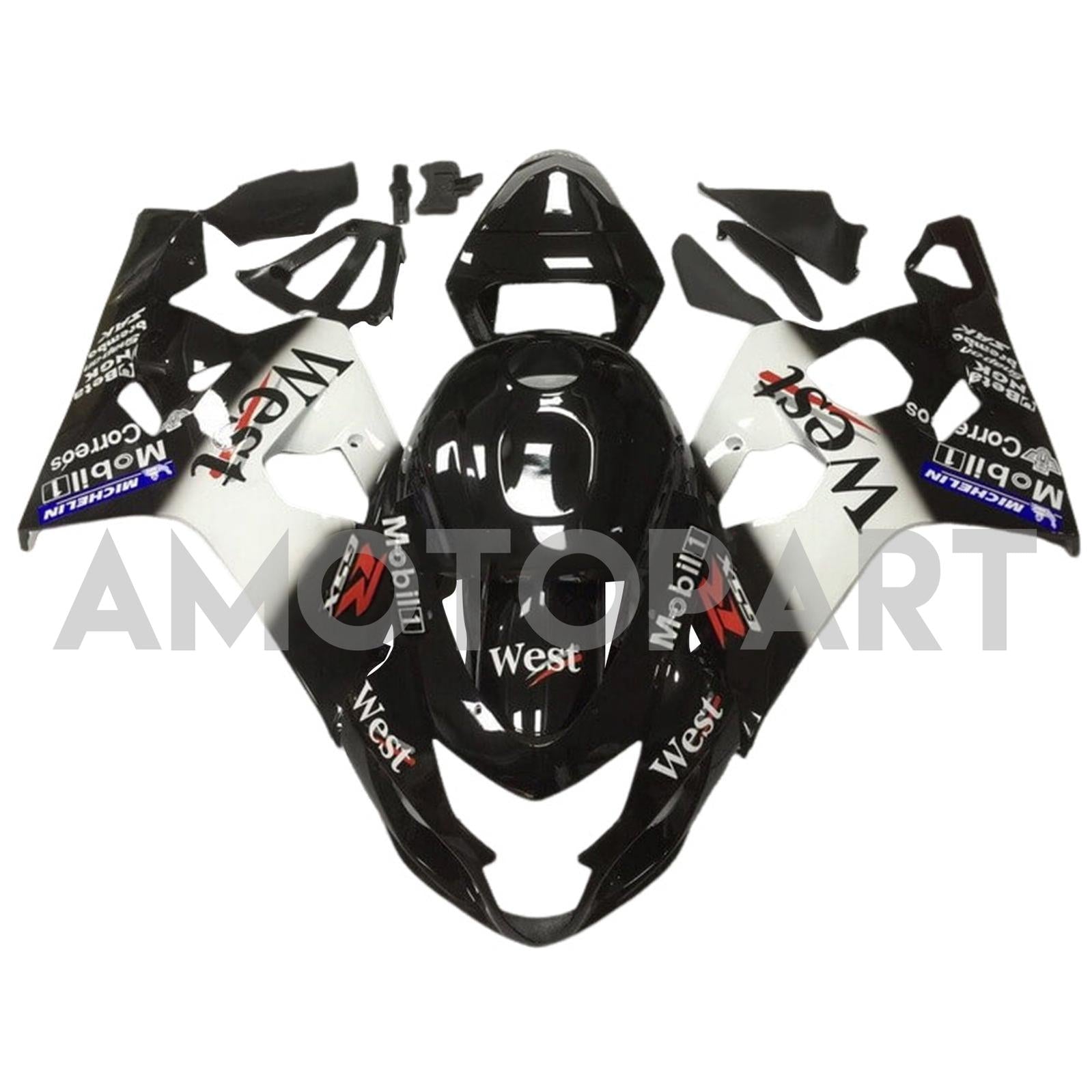 Amotopart 2004-2005 K4 GSXR 600/750 Suzuki White&Black Style3 Fairing Kit