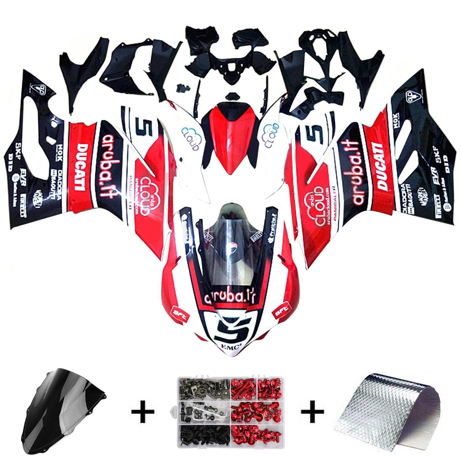 Amotopart 2015-2020 Ducati 959 Red White Black Style 4 Fairing Kit