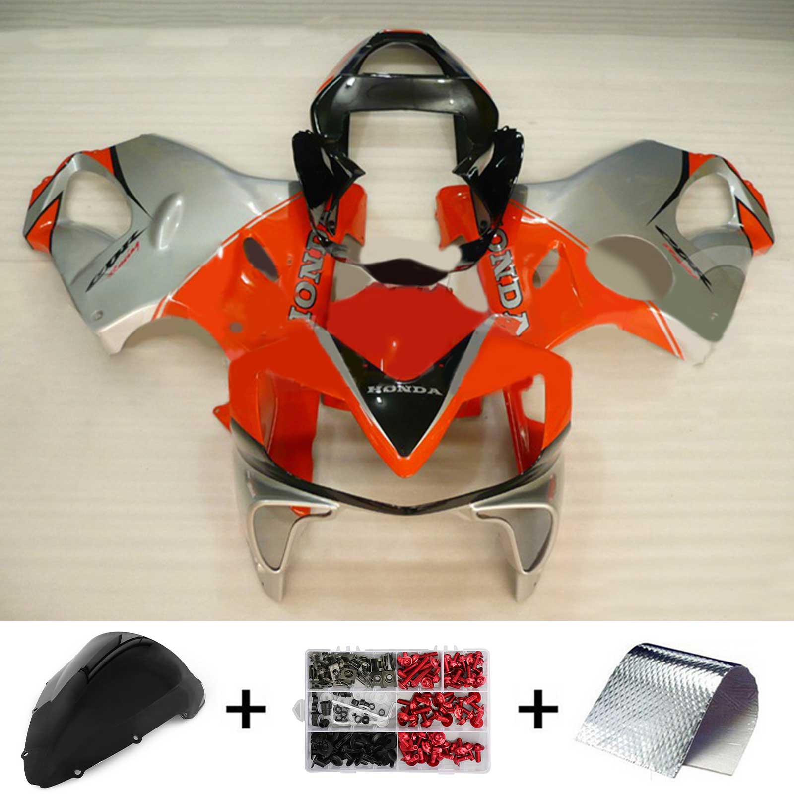 Amotopart 2001-2003 CBR600 F4i Honda Orange&Kit de carénage gris