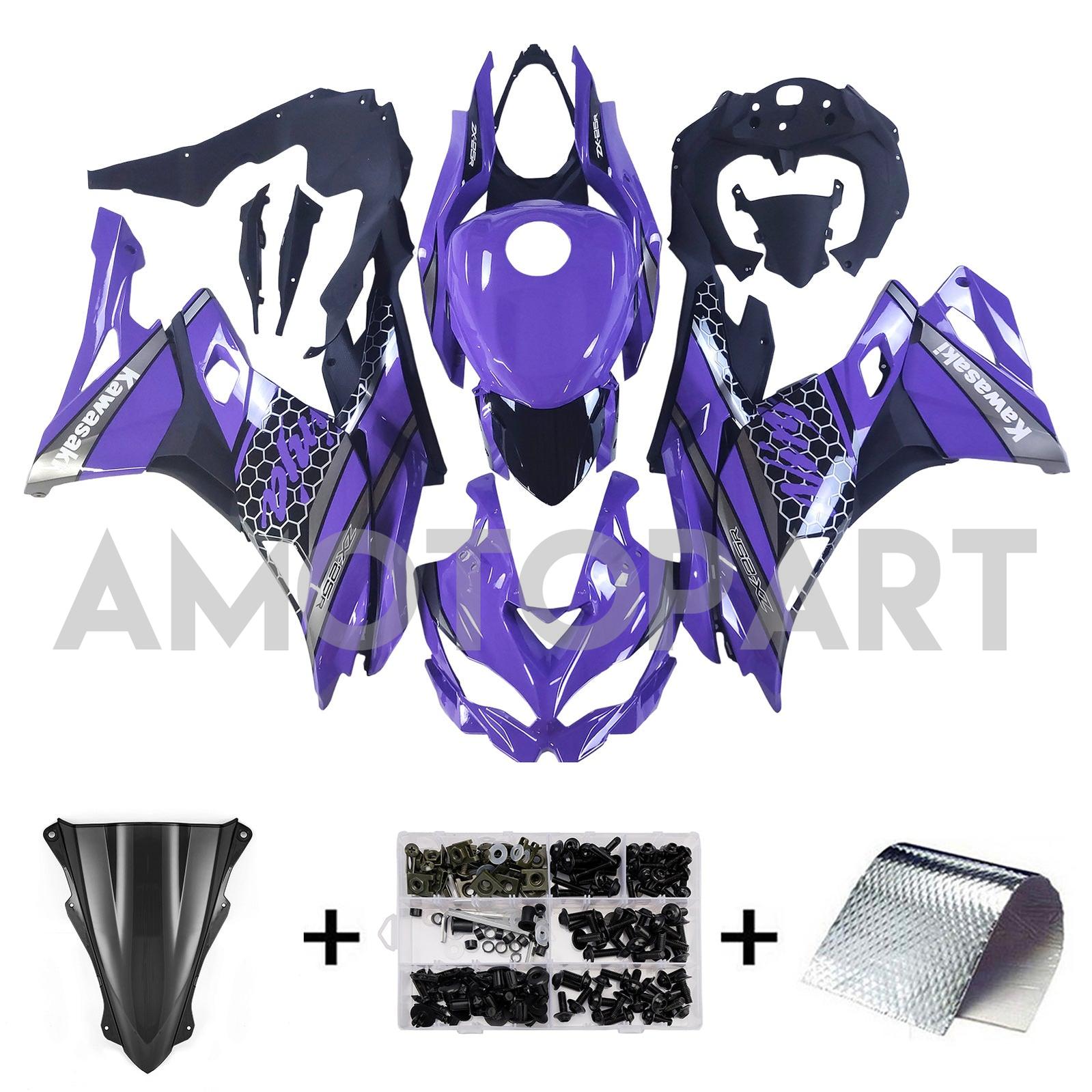 Amotopart Kawasaki 2019-2022 Ninja ZX-25R & 2023–2025 Ninja ZX-4R/ZX-4RR Lila Verkleidungssatz