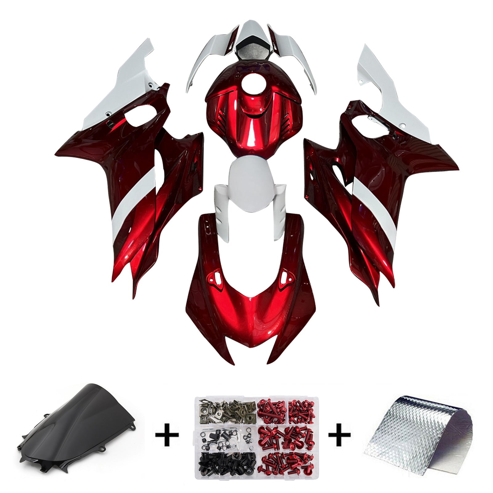 Amotopart 2017-2023 Yamaha YZF-R6 Red White Fairing Kit