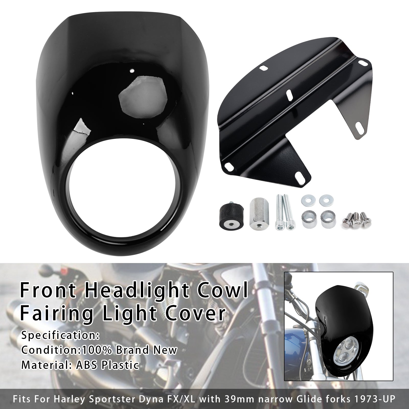 1973-up Sportster Dyna XL 883 1200 FX Headlight Fairing Light Cover