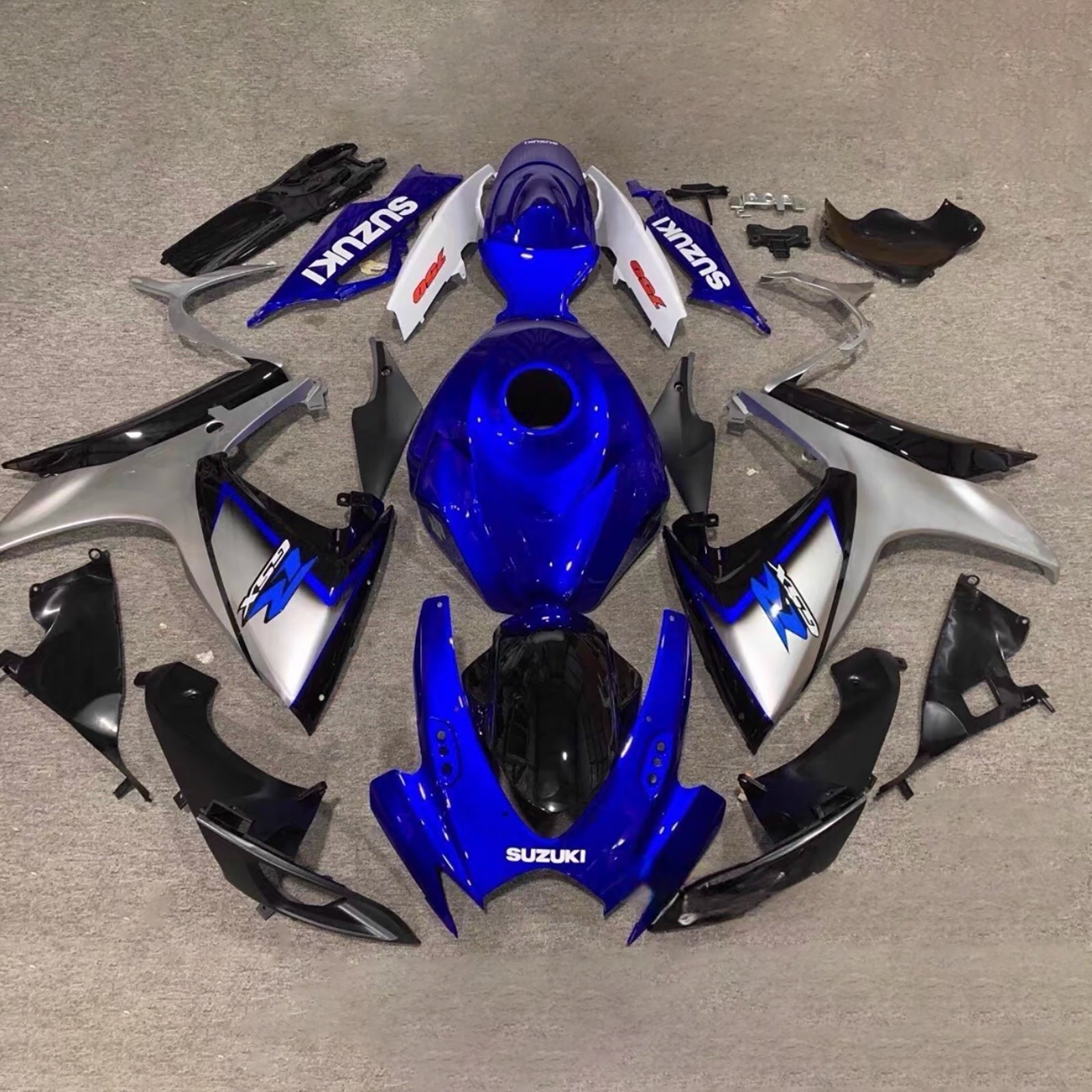 Amotopart 2006-2007 Suzuki GSXR 600/750 Blue Silver Black Fairing Kit