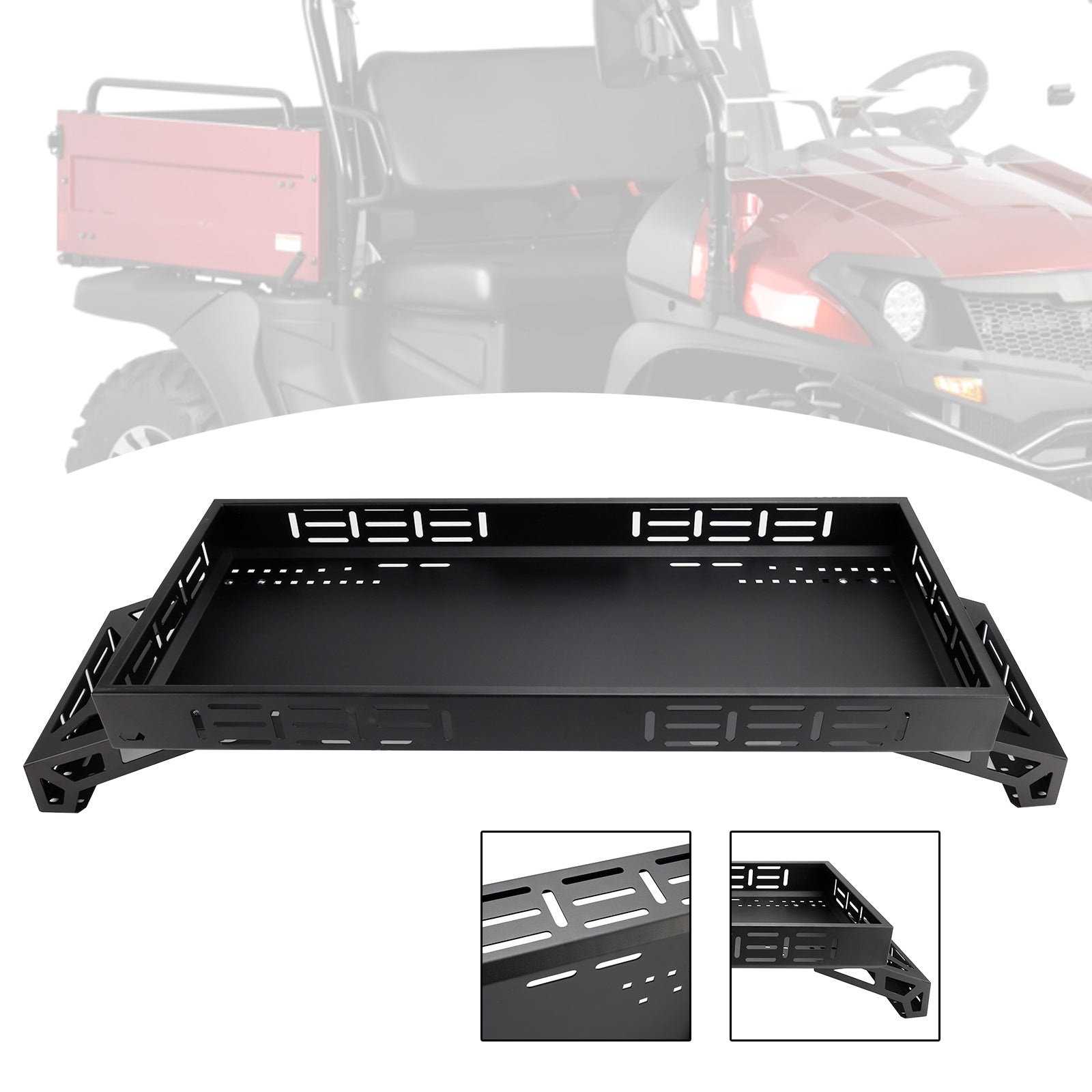 Universal Utv Raised Metal Full-Bed Rack Steel For Polaris Ranger 900 Xp General