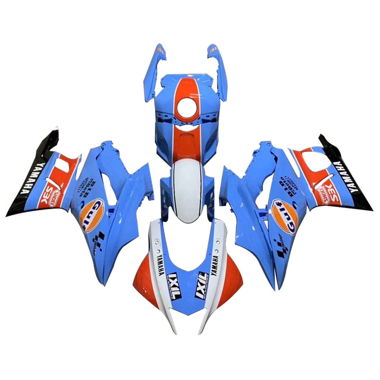 Amotopart Yamaha 2019-2021 YZF R3/YZF R25 Blue&Red Fairing Kit