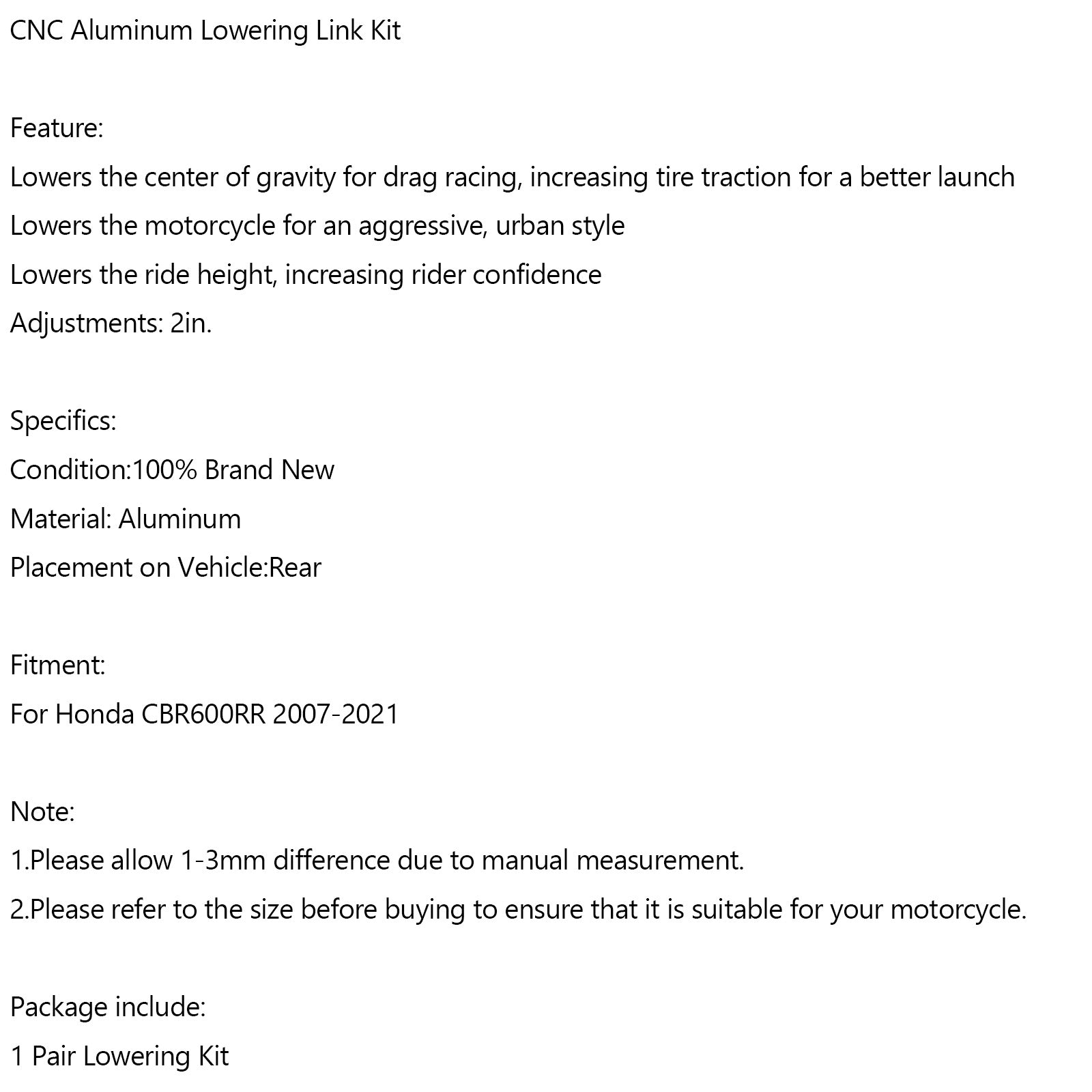 CNC Aluminum Lowering Link Kit For Honda CBR600RR CBR600 2007-2021