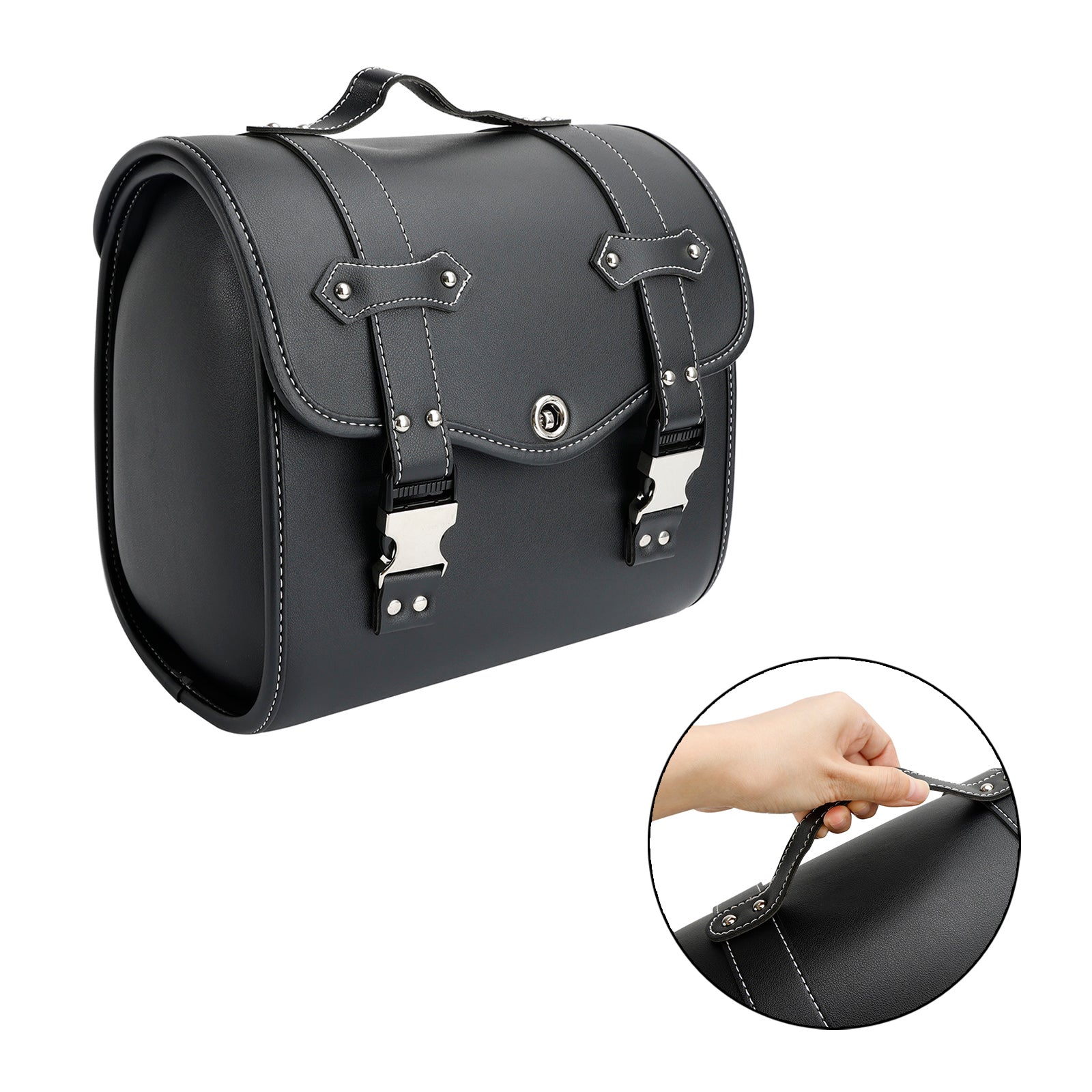 Saddlebag Side Storage Tool Bag Universal Quick Release Pu Motorcykel Brun