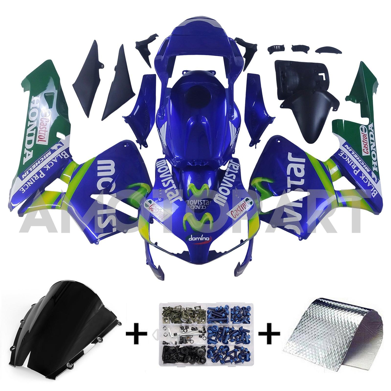 Amotopart 2003-2004 Honda CBR600RR Blue White Green Fairing Kit