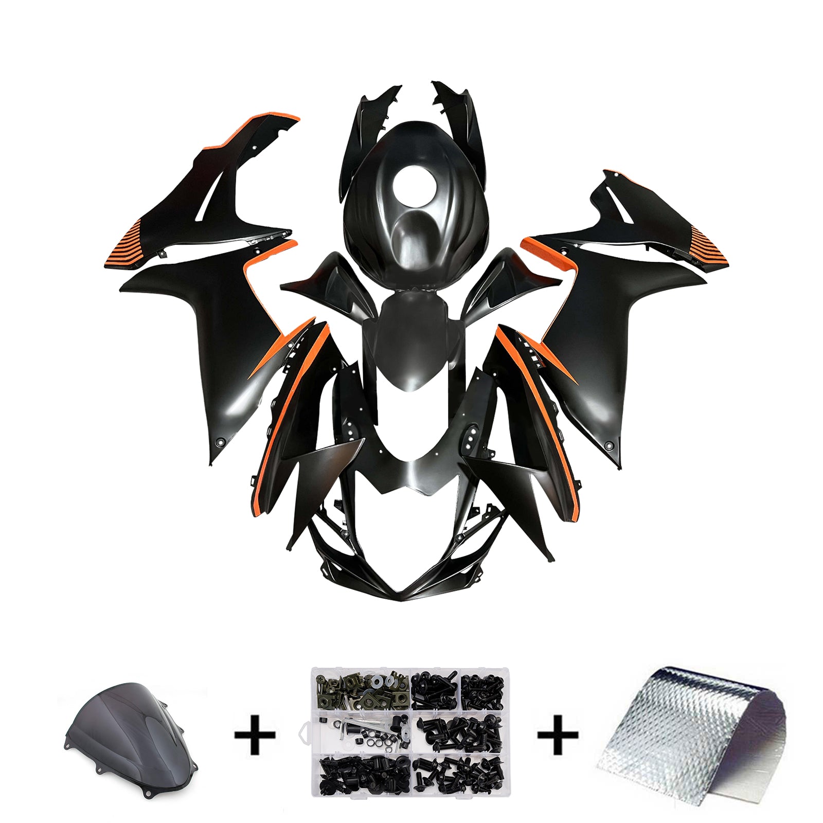 Amotopart 2011-2025 Suzuki GSXR 600/750 Black Orange Line Fairing Kit