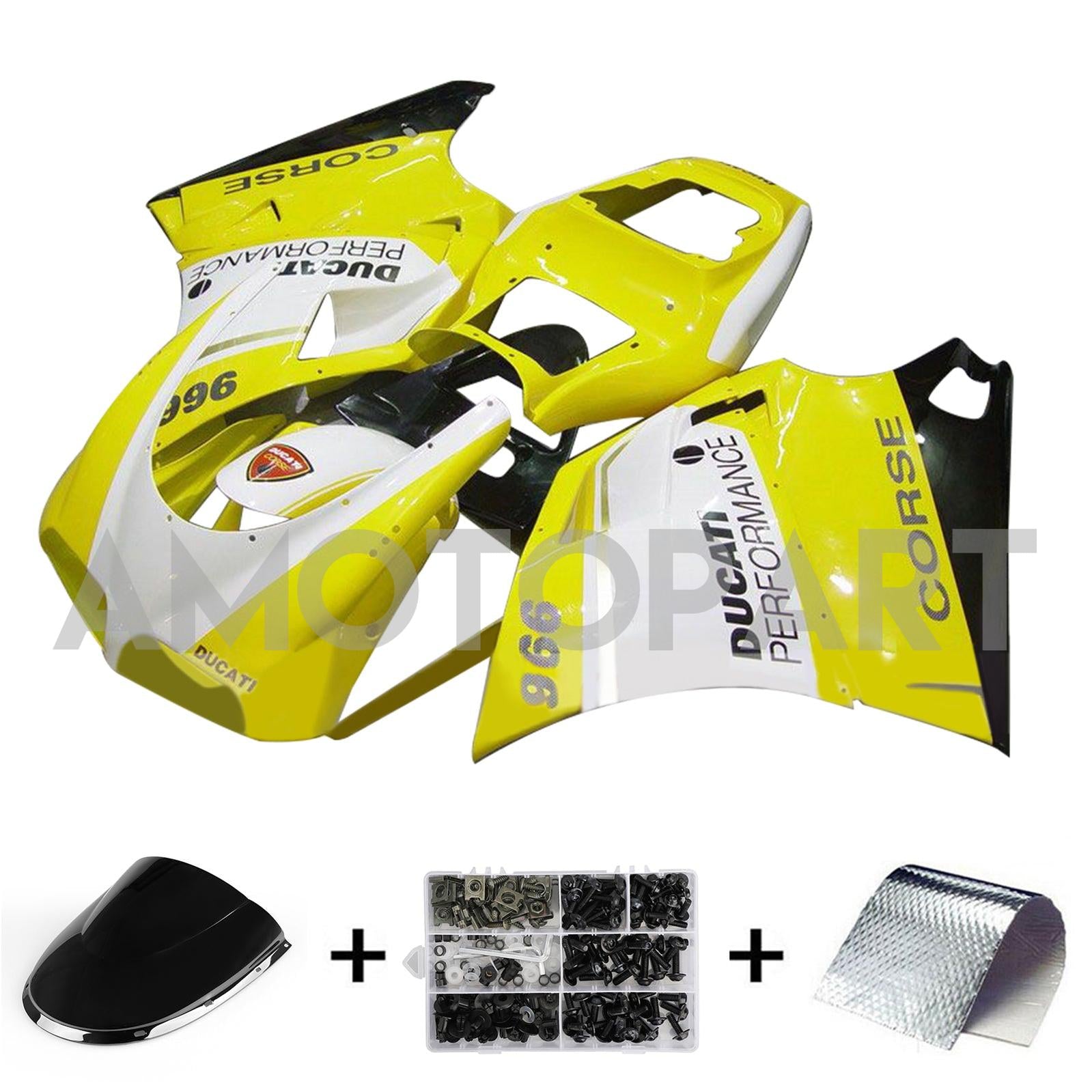 Amotopart Ducati 748/916/996/998 1996-2002 White&Yellow Fairing Kit