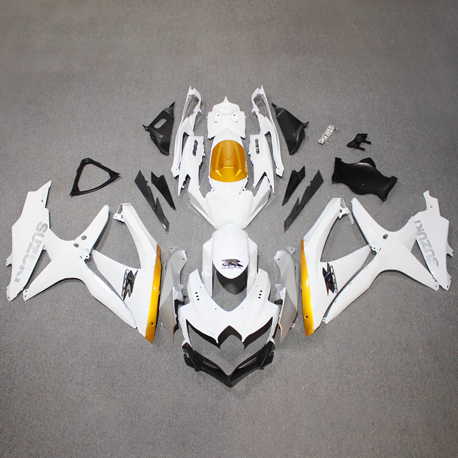 Amotopart 2008-2010 Suzuki GSXR 600/750 White Gold Fairing Kit