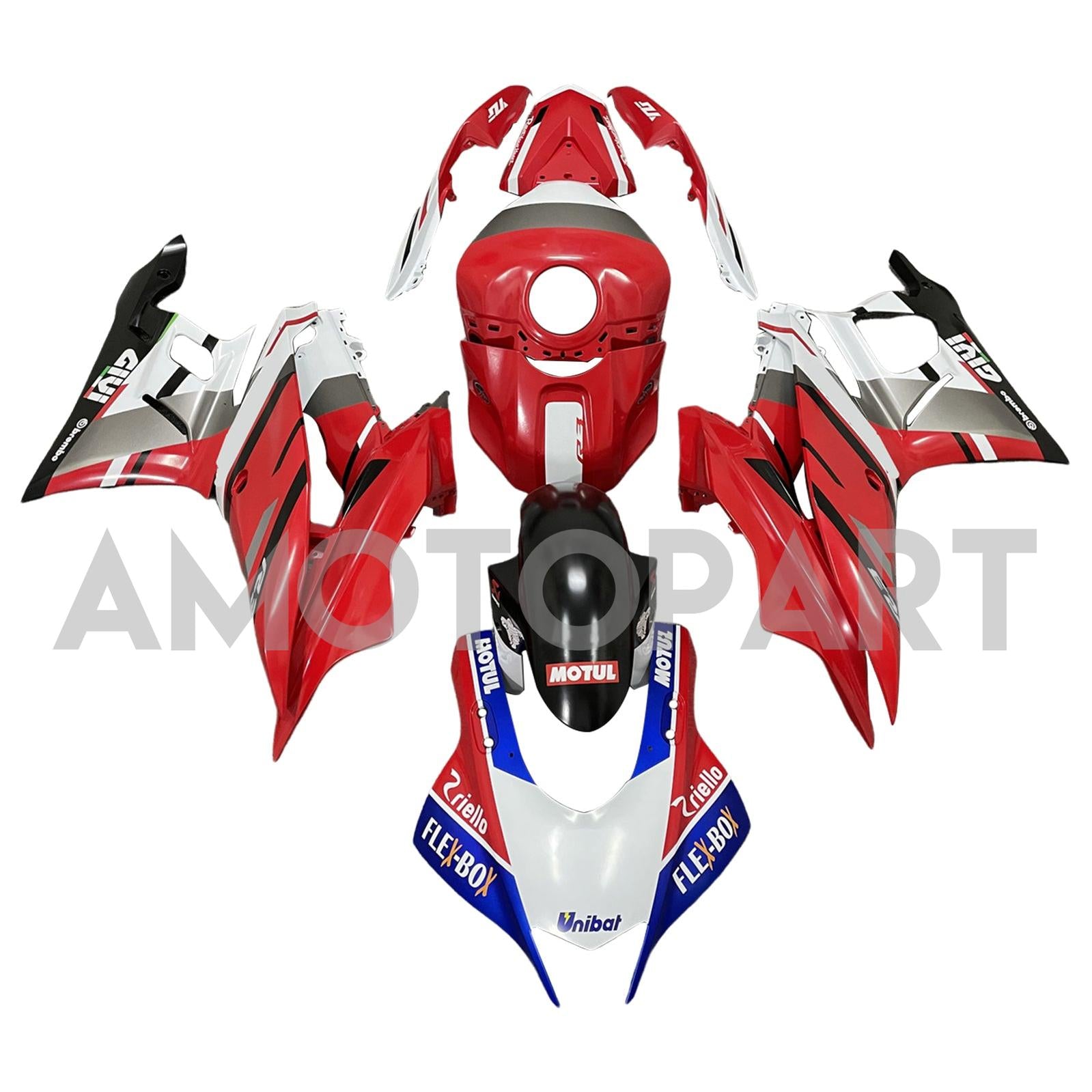 Amotopart 2022-2024 Yamaha YZF-R3 R25 Red with Blue Accents Fairing Kit