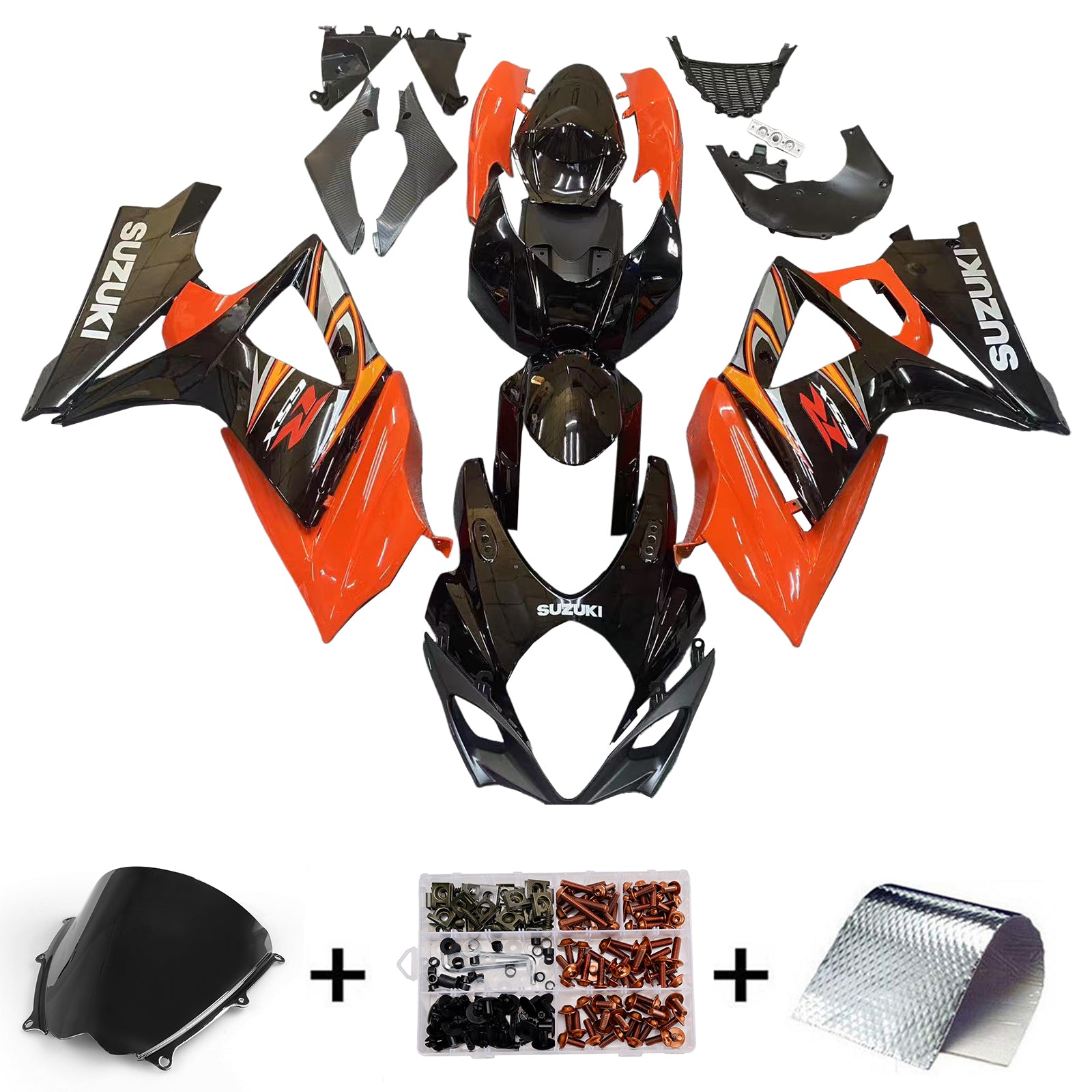 Amotopart 2007-2008 Suzuki GSXR1000 Black Orange Fairing Kit