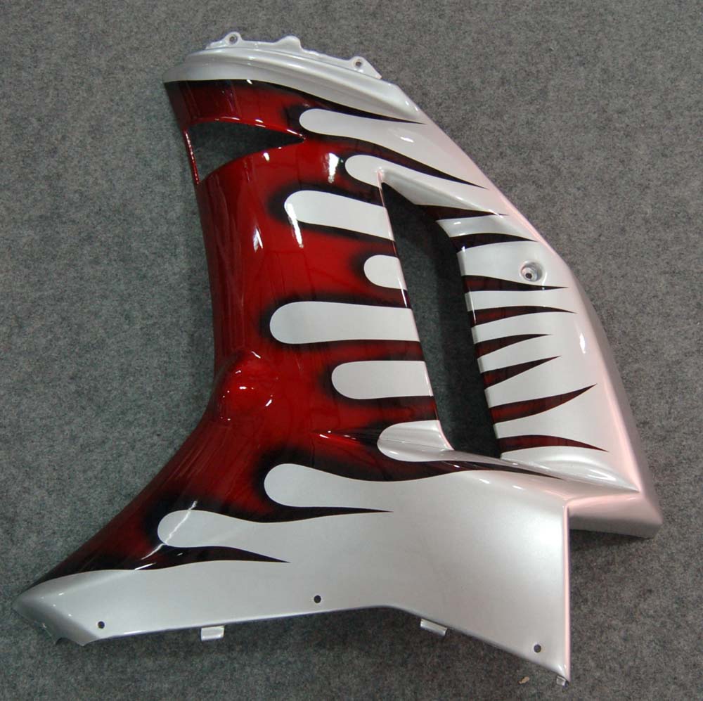 Kit de carenagem Amotopart 2007-2008 Kawasaki ZX6R 636 Sliver Vermelho