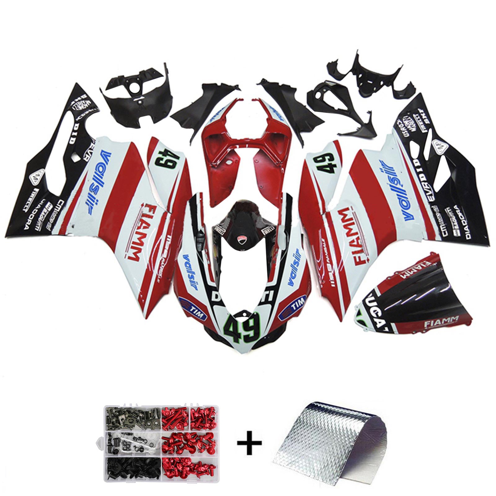AMOTOTT 2012-2015 DUCATI 899 BRANCO REL BLACK com Decals Fairing Kit
