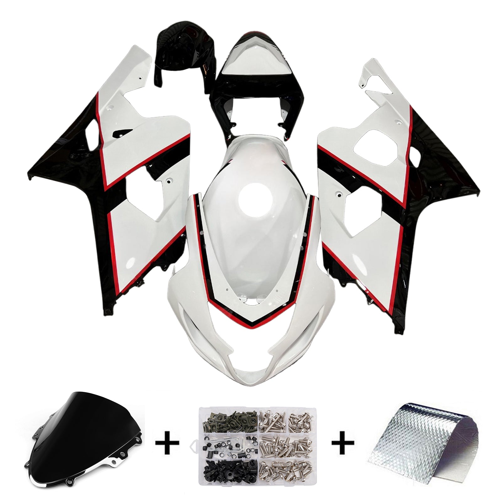 Amotopart 2004-2005 Suzuki GSXR 600/750 White Red Fairing Kit