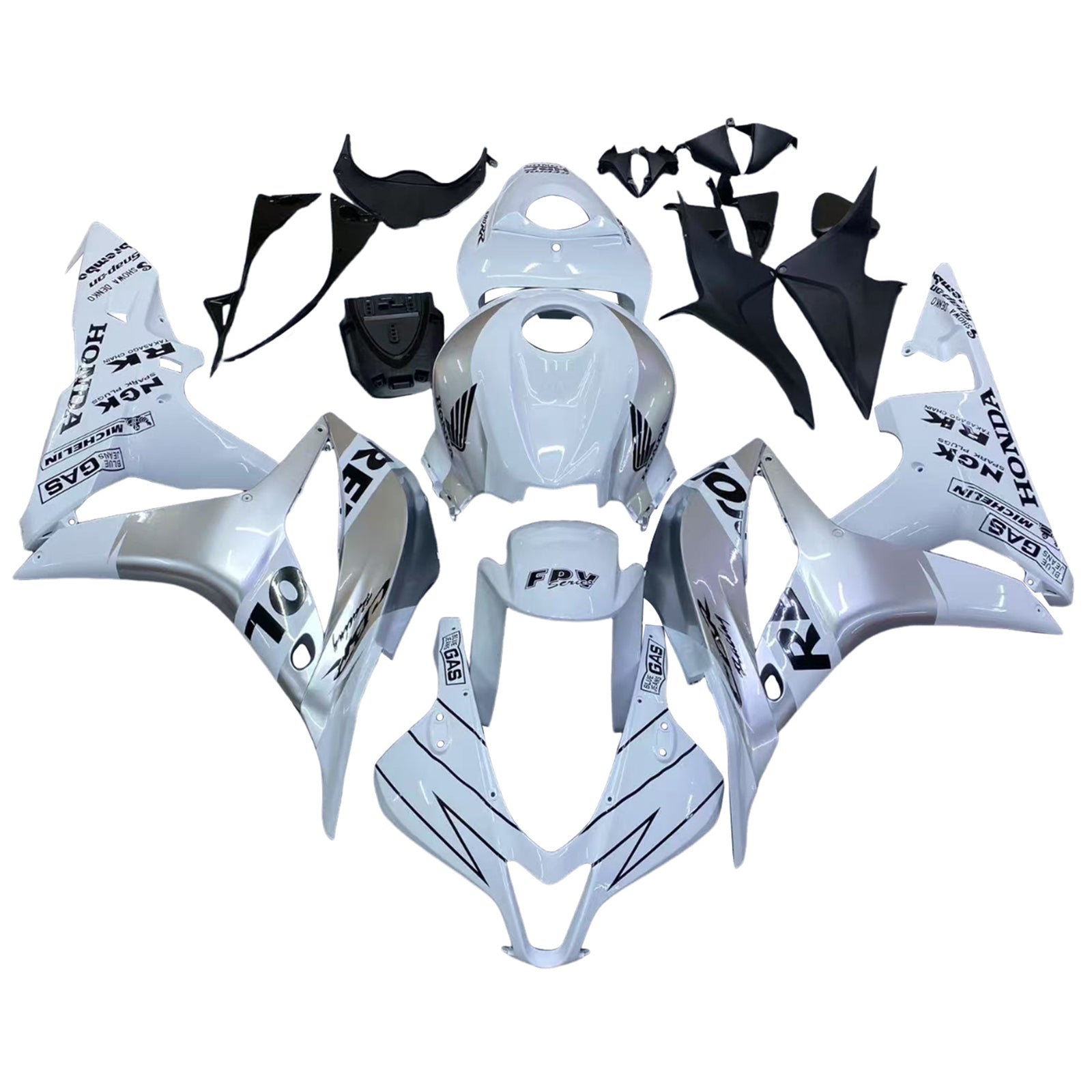 Amotopart 2007-2008 Honda CBR600RR White Silver Fairing Kit