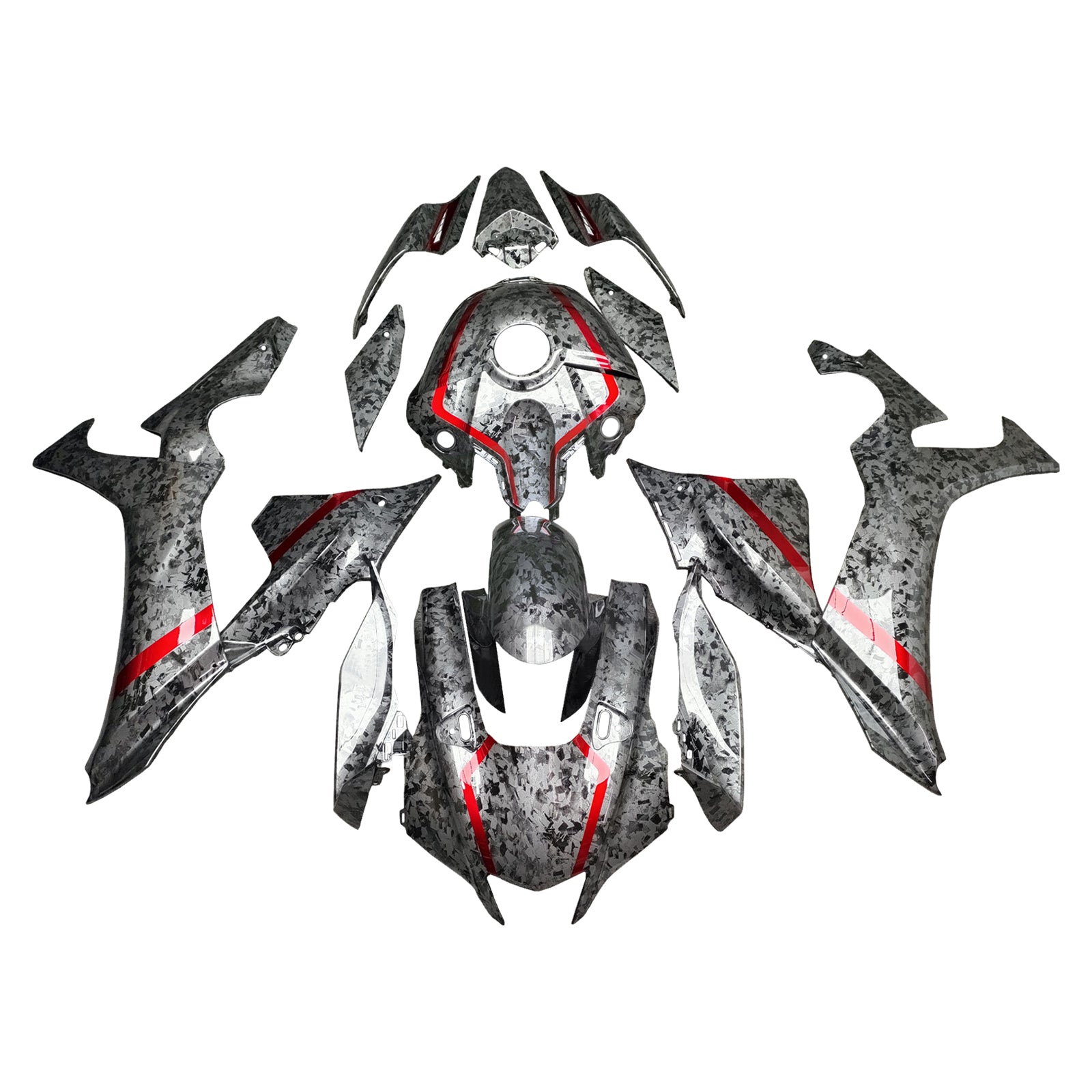 Amotopart 2020-2025 Yamaha YZF-R1 Forged Carbon Fiber Red Line Fairing Kit