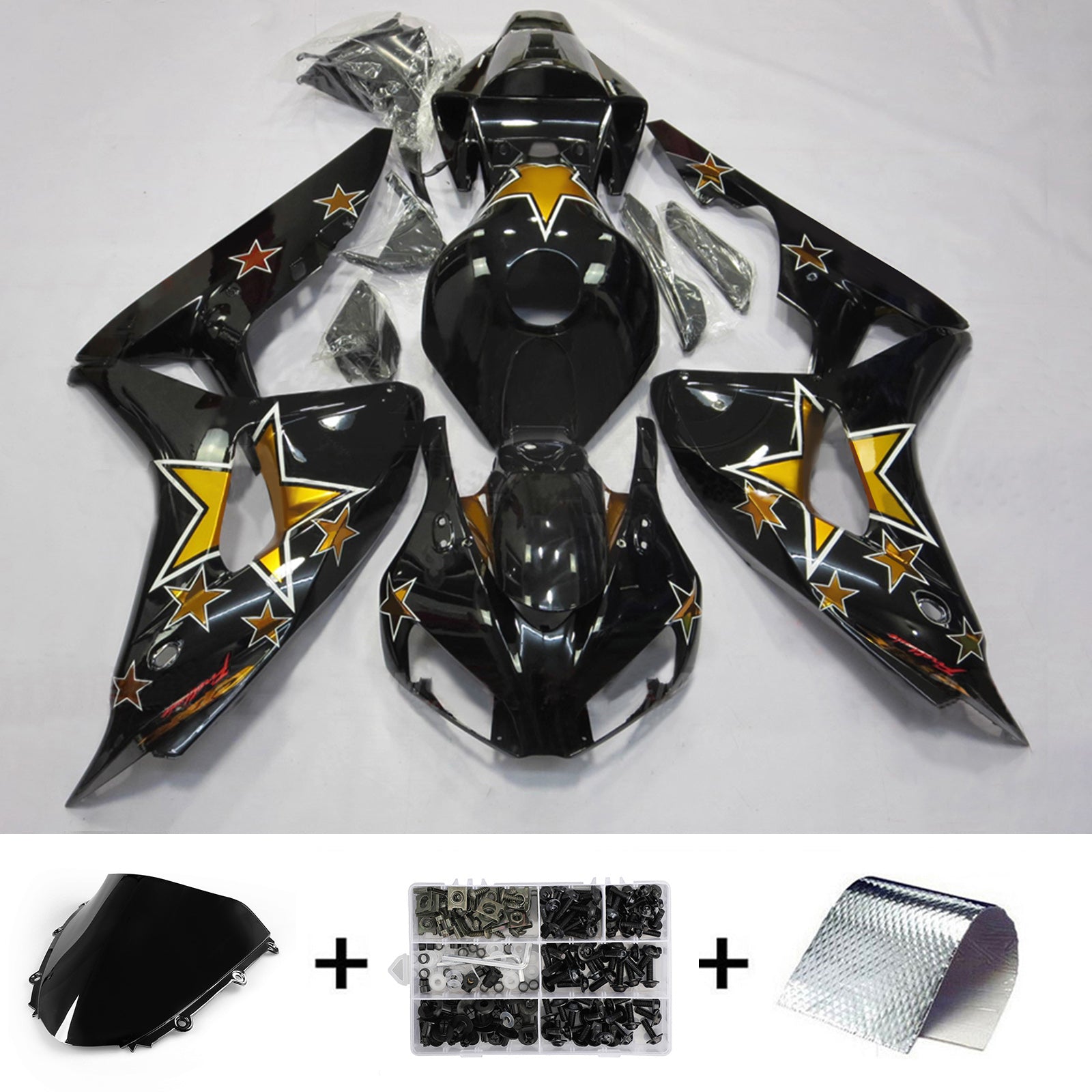 Amotopart 2006-2007 Honda CBR1000RR Black Glod Fairing Kit