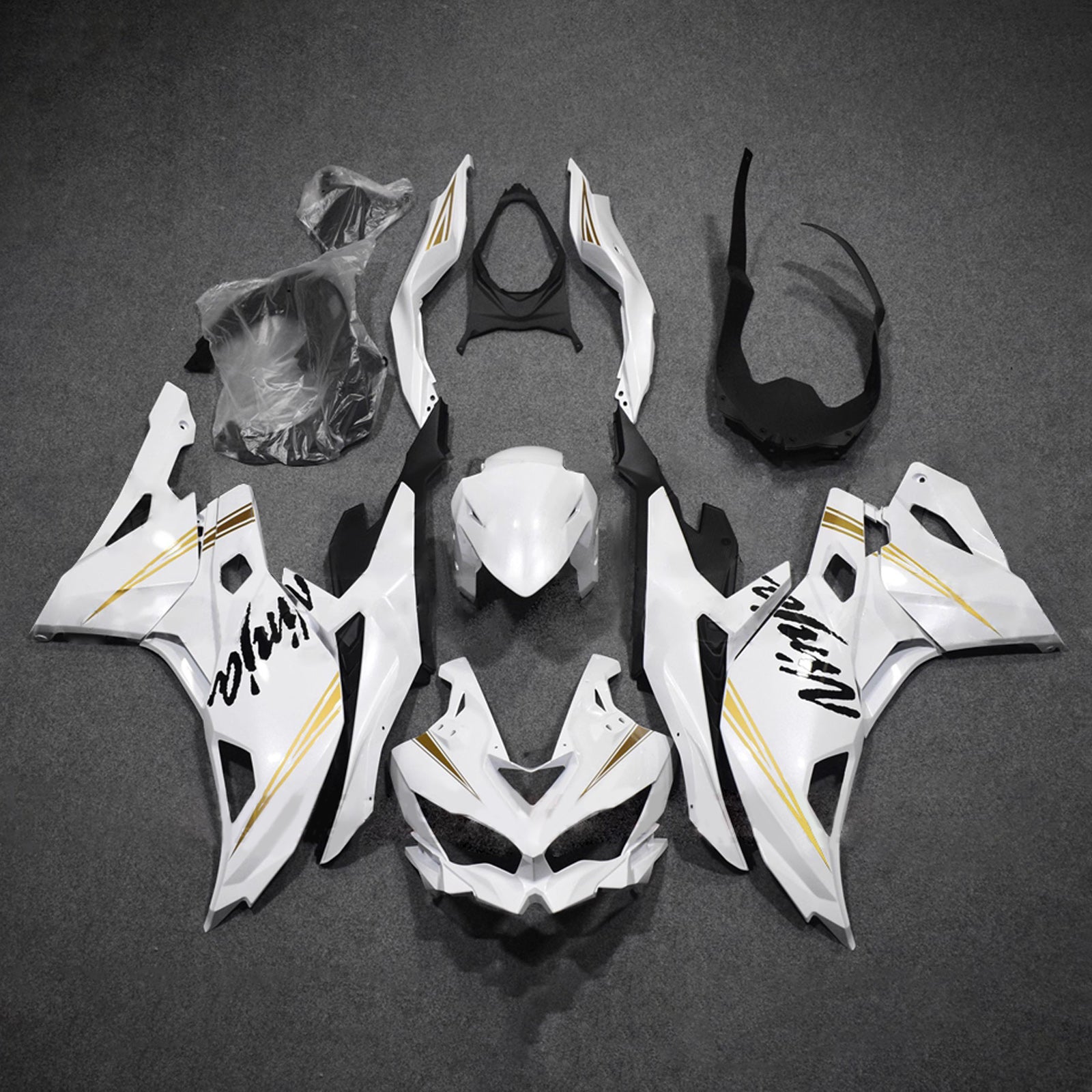 Amotopart 2019-2022 Kawasaki Ninja ZX-25R 2023-2025 Kawasaki Ninja ZX-4R/ZX-4RR White Fairing Kit