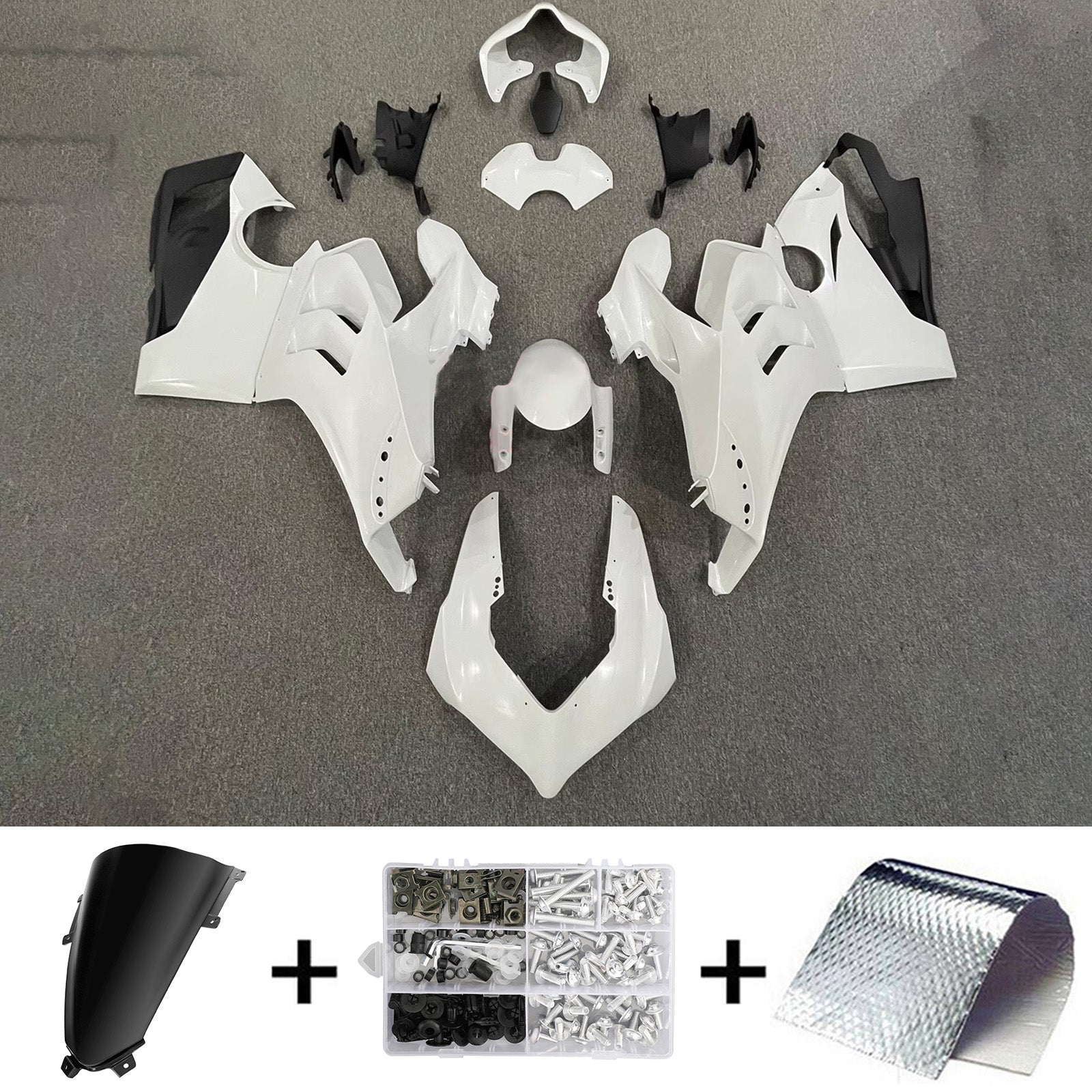 Amotopart Ducati 20-21 Panigale V4 V4S Glossy White Black Fairing Kit