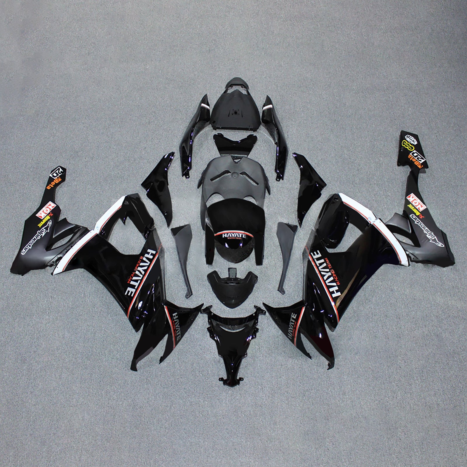Amotopart 2008-2010 Kawasaki ZX10R Black White Fairing Kit