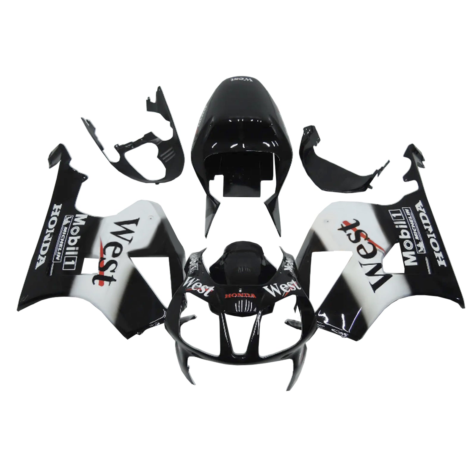 Amotopart 2000-2006 Honda VTR1000 RC51 Black White & Logo Fairing Kit