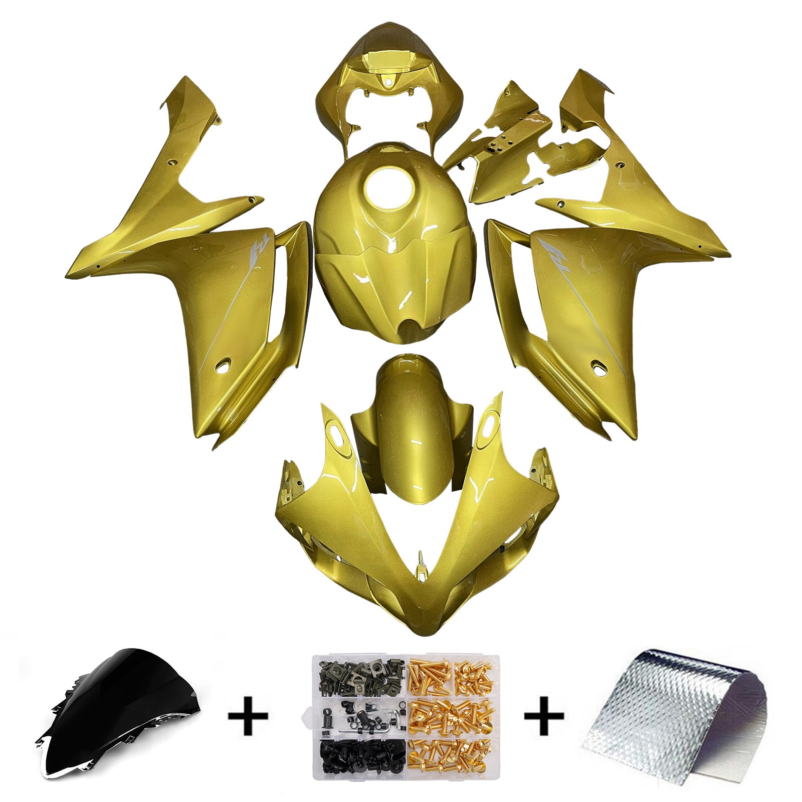 Amotopart 2007-2008 Yamaha YZF-R1 Gold Fairing Kit
