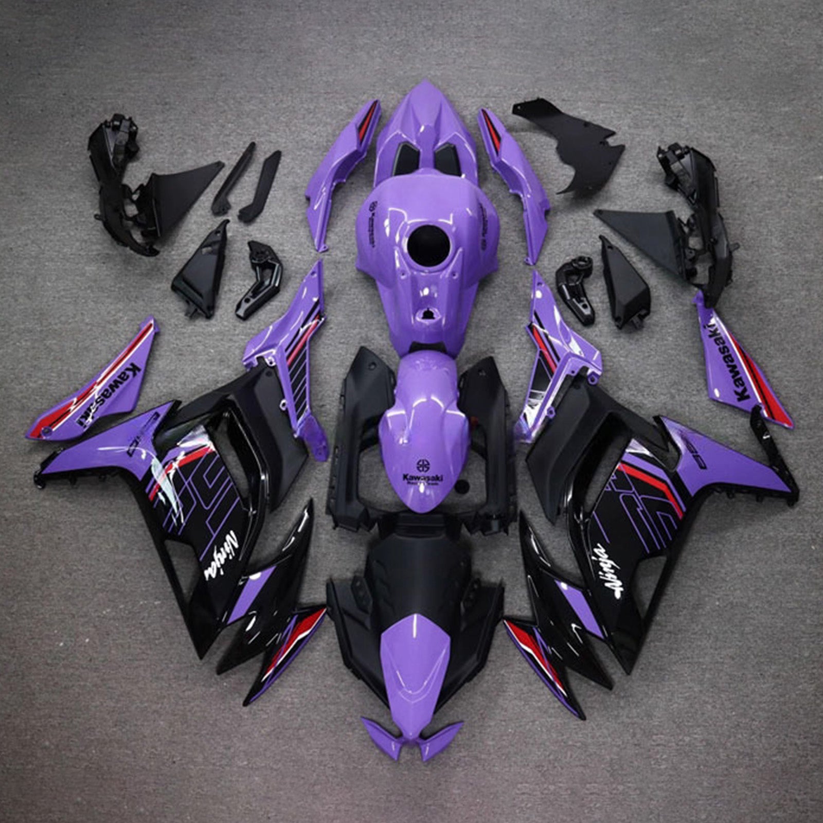 Amotopart 2020-2025 Kawasaki ER6F/Ninja650 Purple Black Fairing Kit