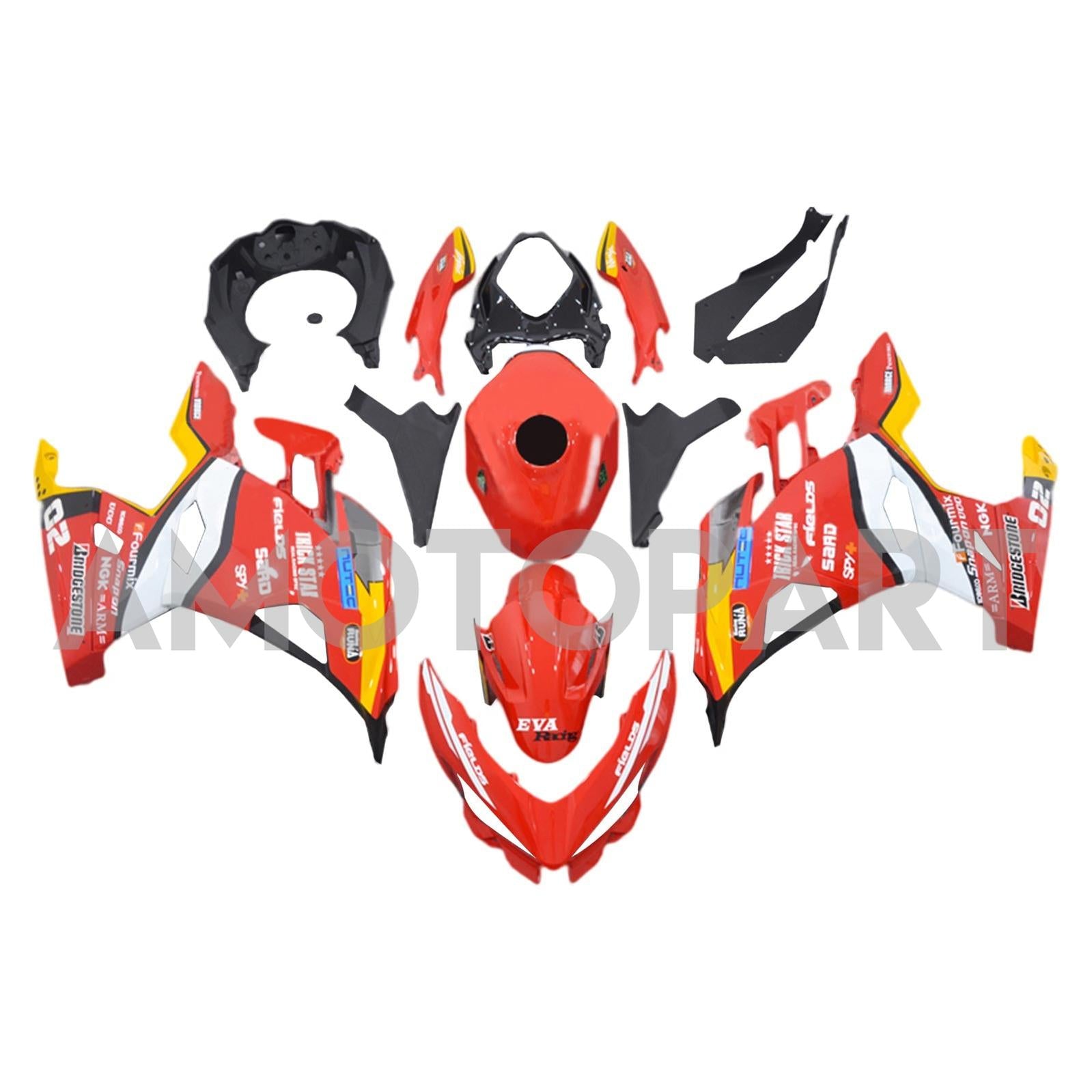Amotopart 2018-2024 Kawasaki Ex400 Ninja400 Red & Orange Facring Kit