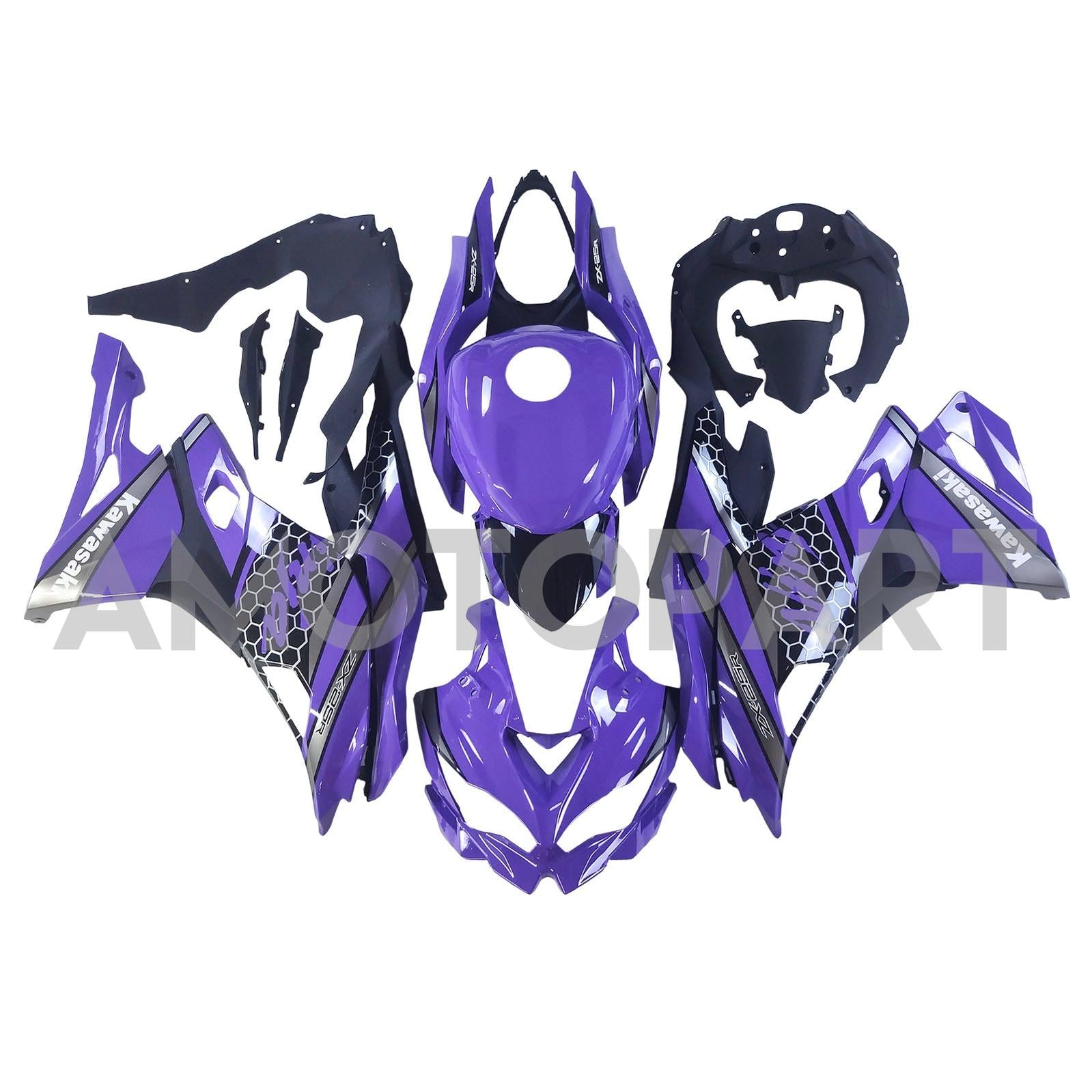 Amotopart Kawasaki 2019-2022 Ninja ZX-25R & 2023–2025 Ninja ZX-4R/ZX-4RR Lila Verkleidungssatz