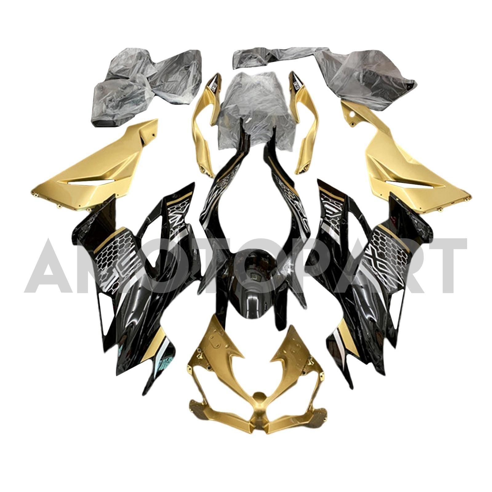 Amotopart 2019-2023 Kawasaki ZX6R Black & Gold Fairing Kit